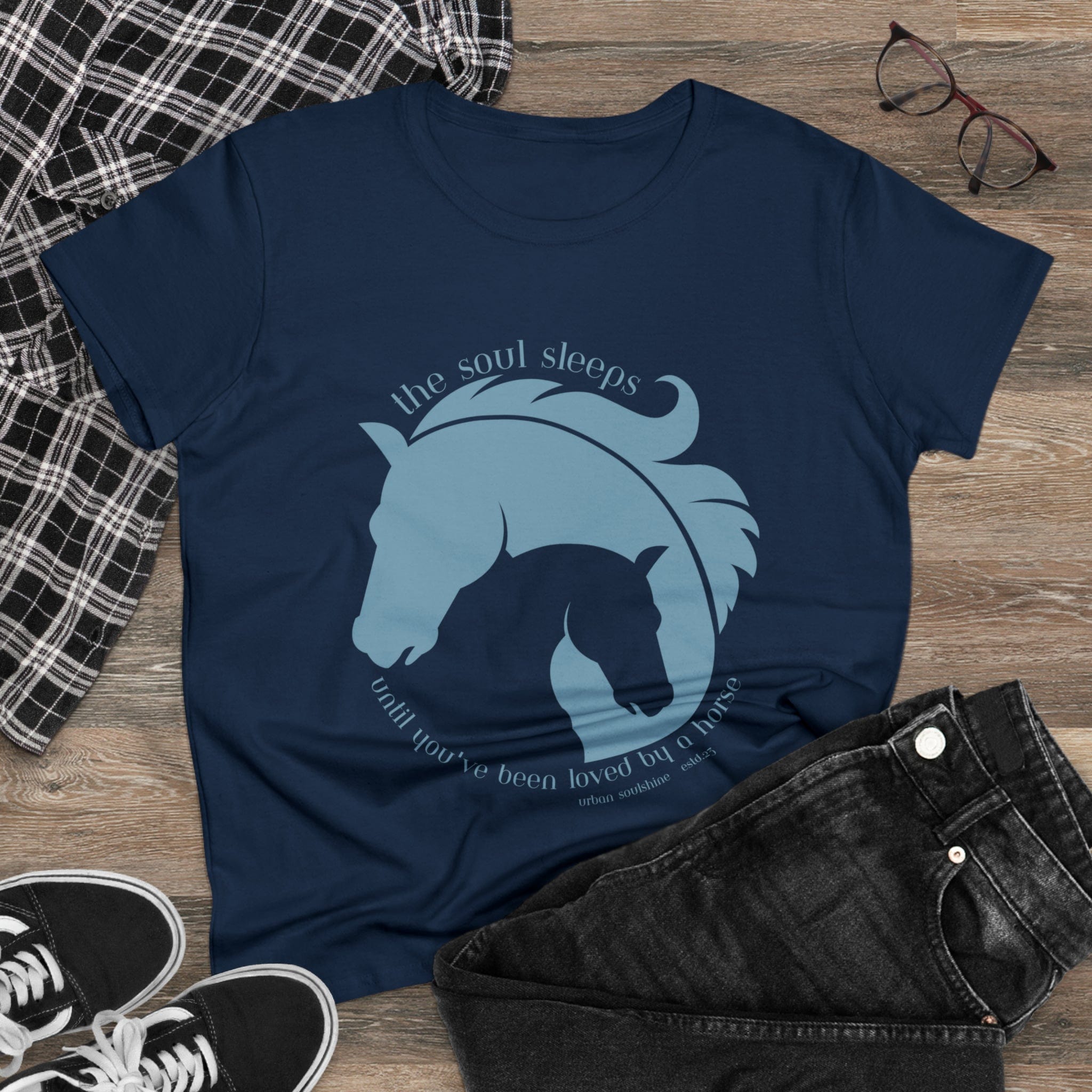 Urban SoulShine & co T-Shirt Horse & Soul Women's Tee (blue)