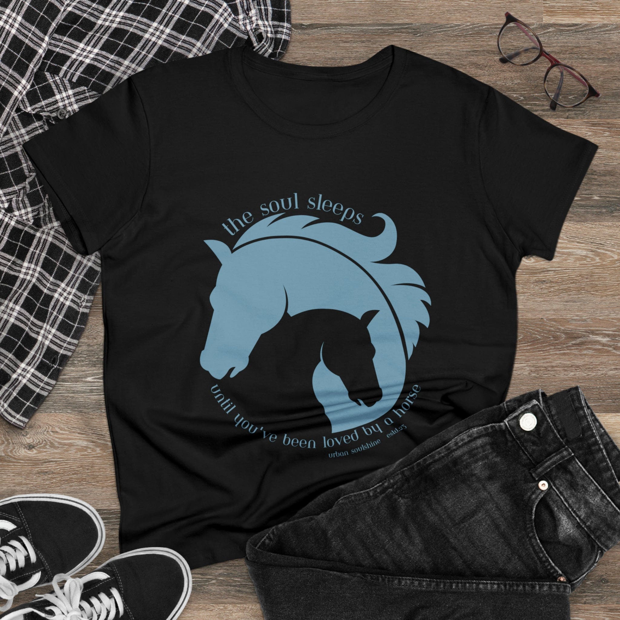 Urban SoulShine & co T-Shirt Horse & Soul Women's Tee (blue)