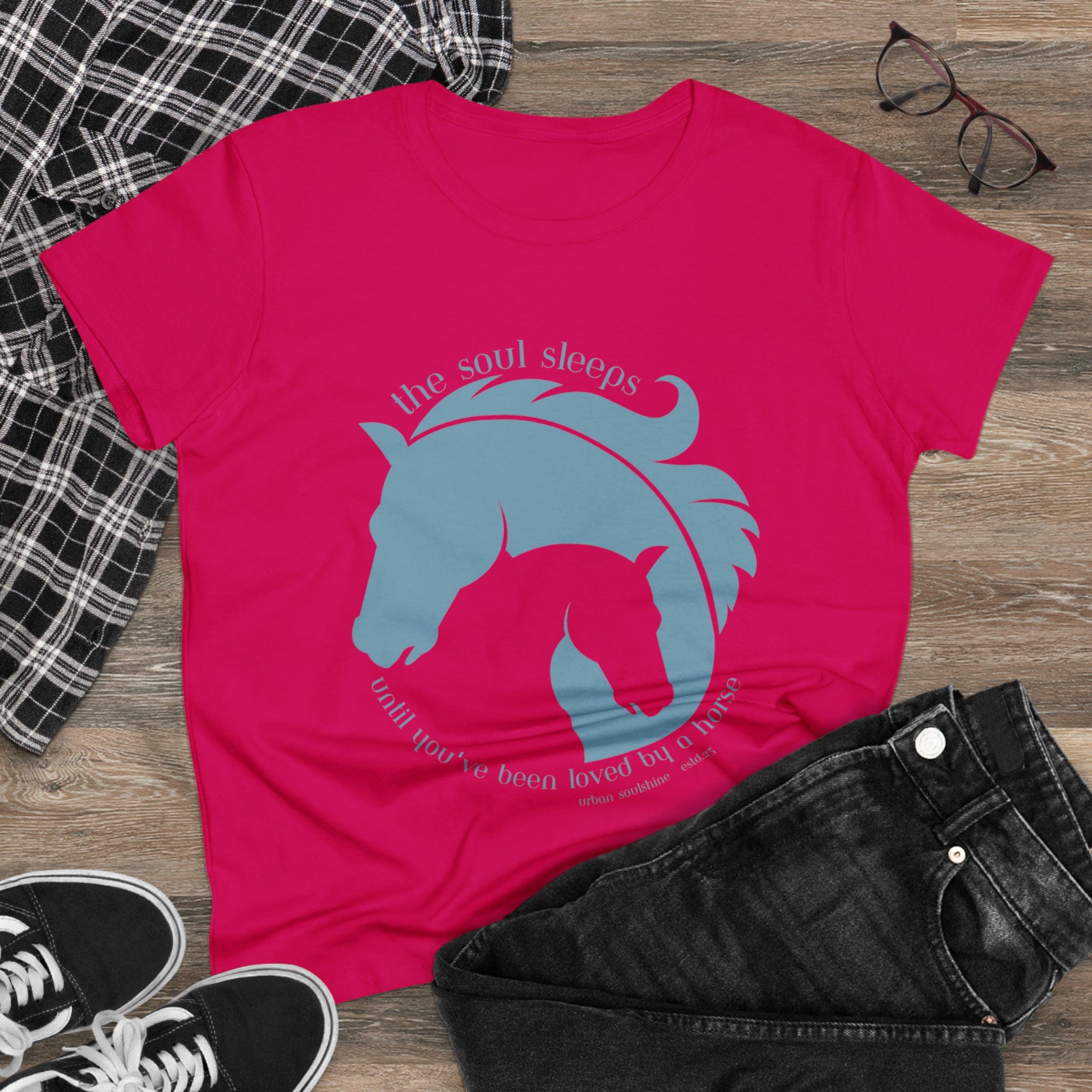 Urban SoulShine & co T-Shirt Horse & Soul Women's Tee (blue)