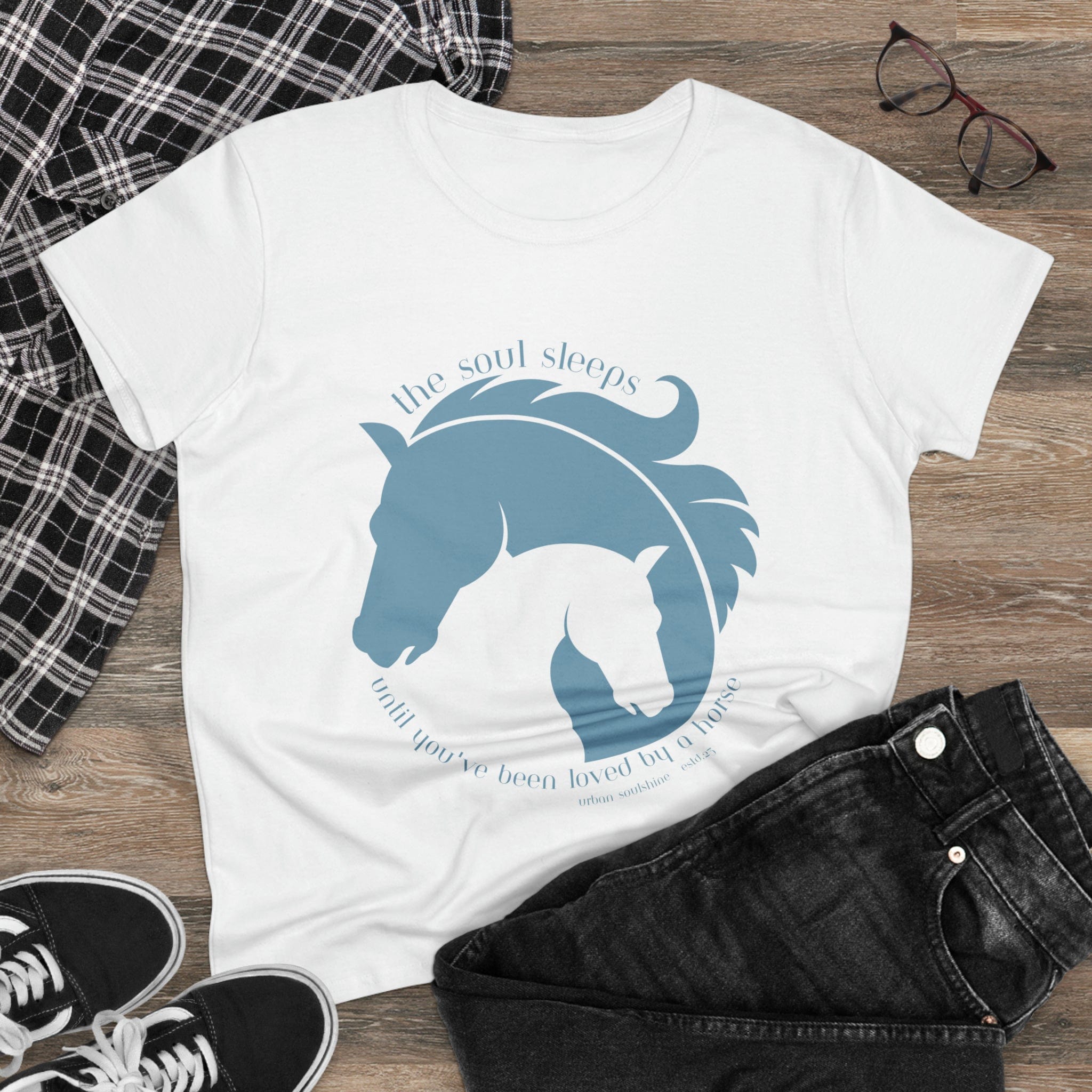 Urban SoulShine & co T-Shirt Horse & Soul Women's Tee (blue)