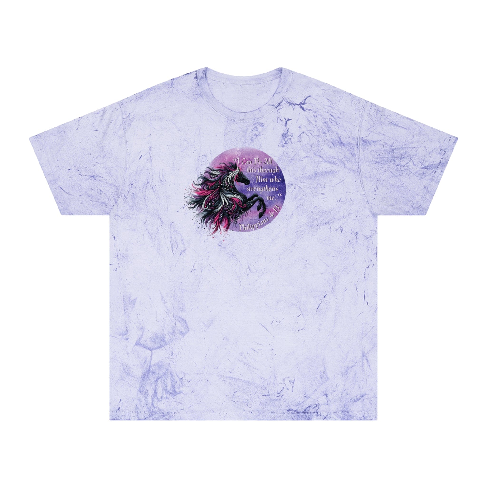 Urban SoulShine & co T-Shirt I Can Do All Through Him Purple Moon Horse Lover Tie Dyed Tee