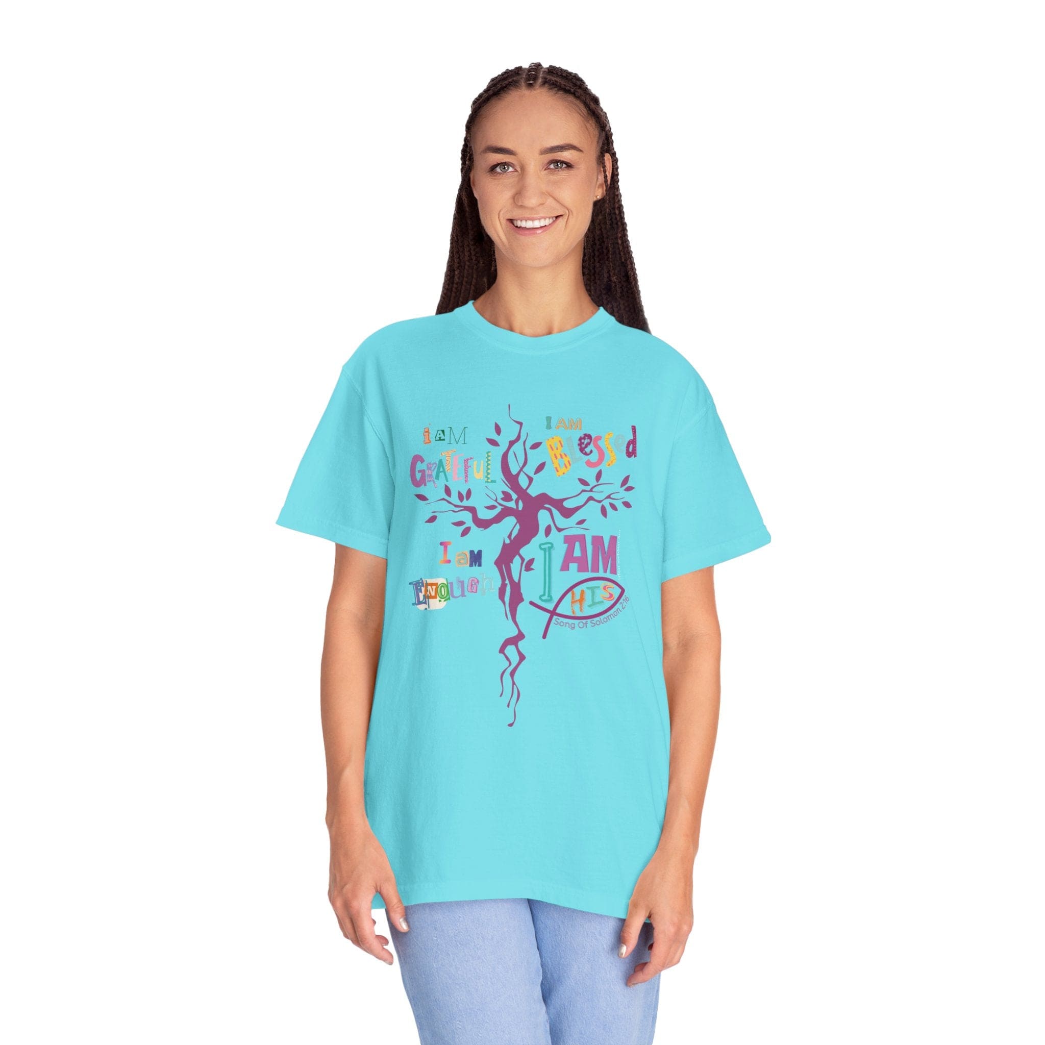 I AM HIS Song Of Solomon 2:16 Comfort Colors Tee Lagoon Blue