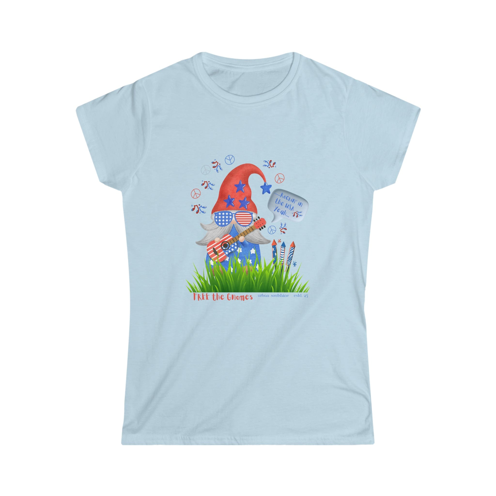 Urban SoulShine & co T-Shirt Light Blue / S FREE the GNOMES Rocker Women's Softstyle Tee