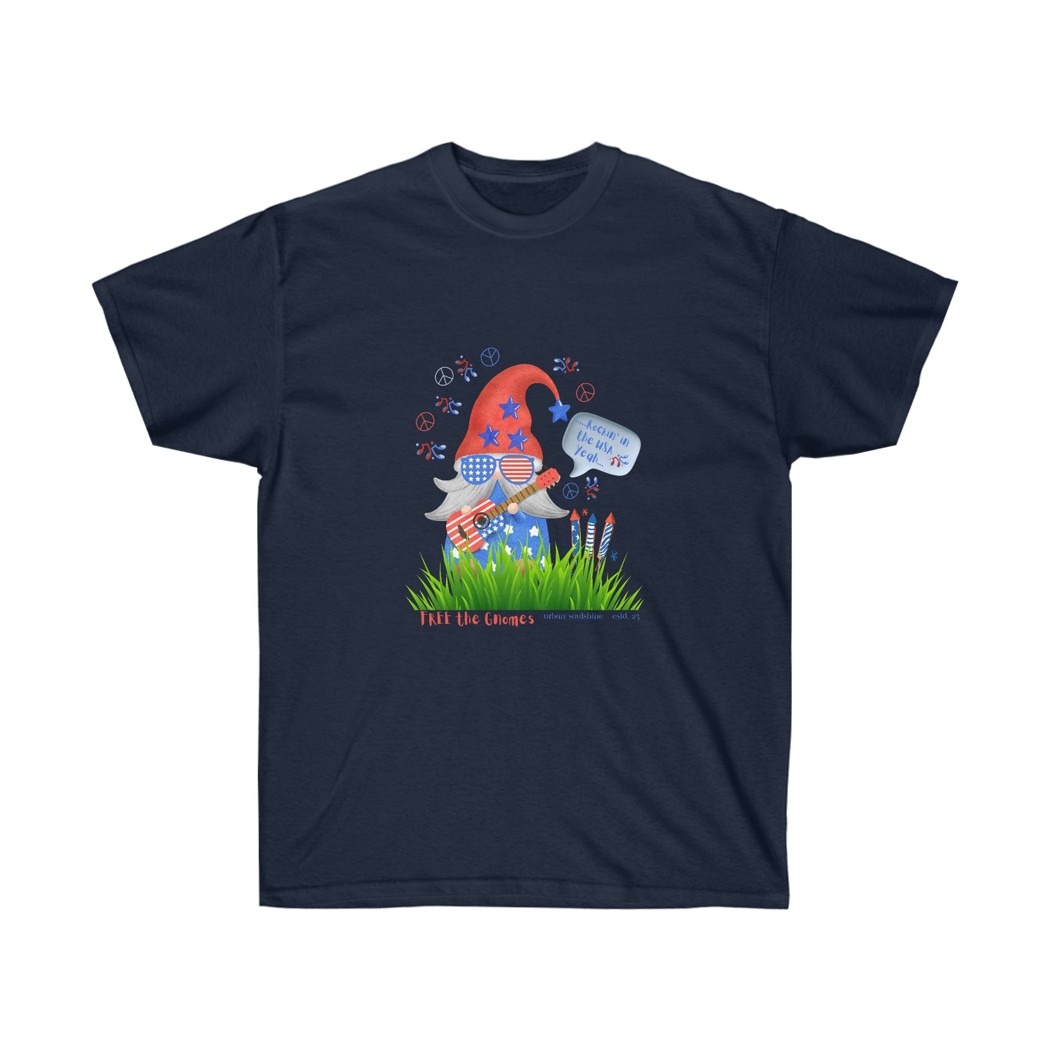 Urban SoulShine & co T-Shirt Navy / S FREE the GNOMES Rockin' in the USA Unisex Tee