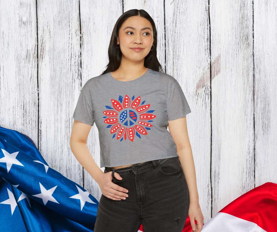 Urban SoulShine & co T-Shirt PEACE In The USA Crop Top