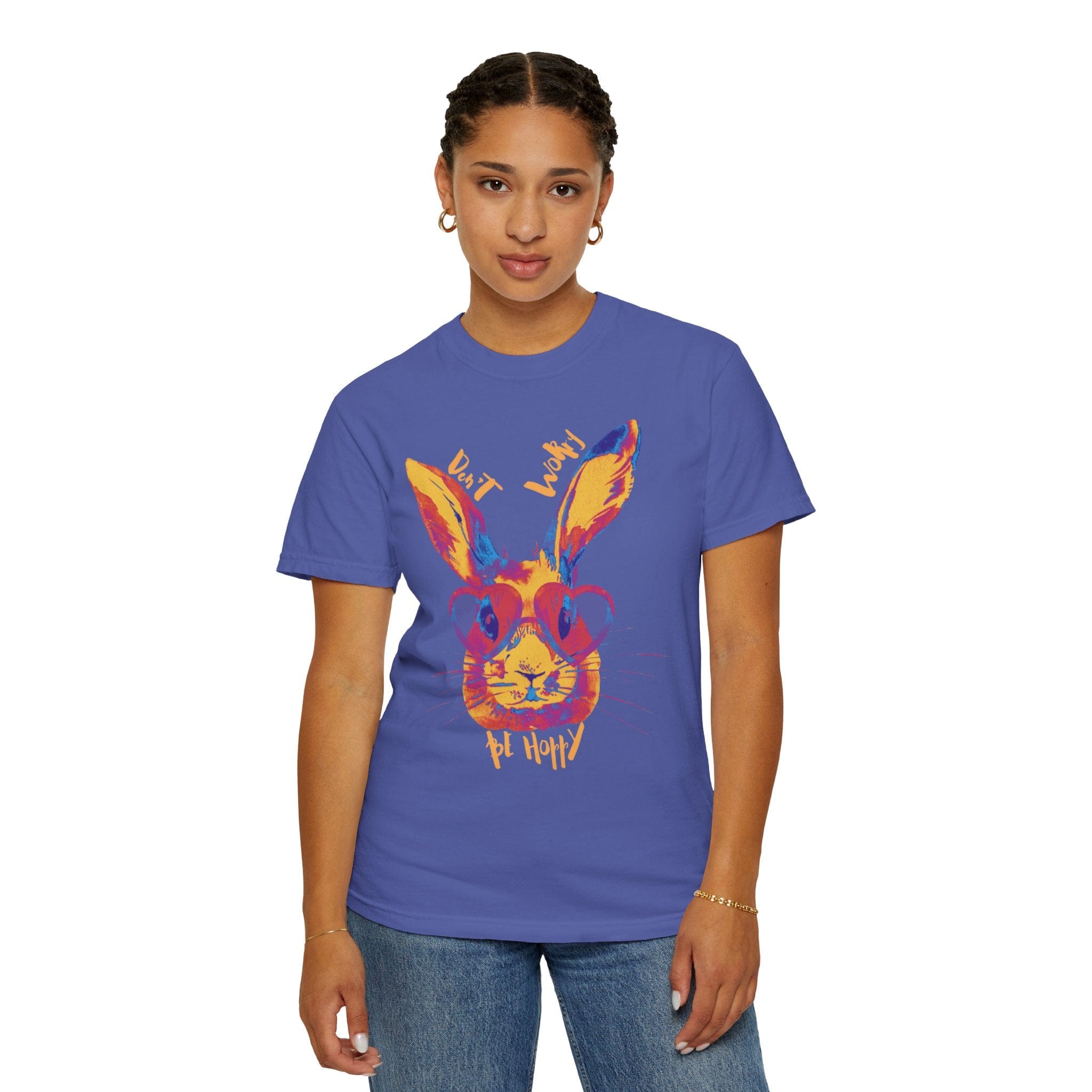 Don't Worry Be Hoppy Comfort Colors Tee (Unisex) Periwinkle