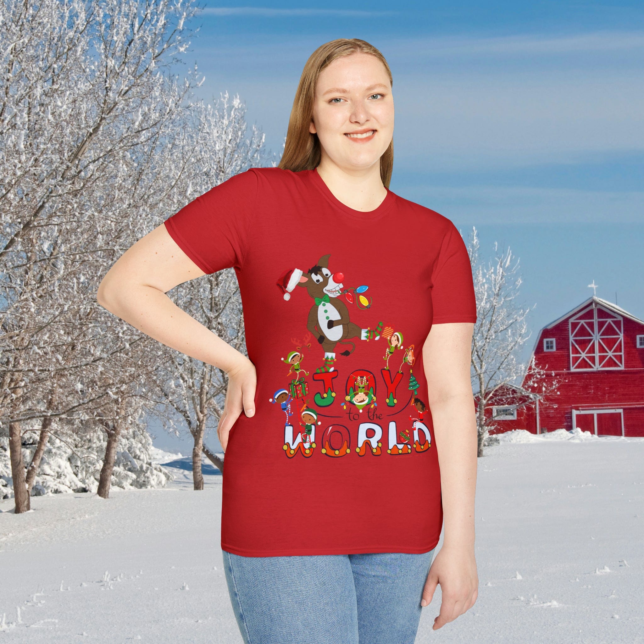 Urban SoulShine & co T-Shirt Red / S Donkey Claus Spreads Joy To The World Soft Tee (Unisex)