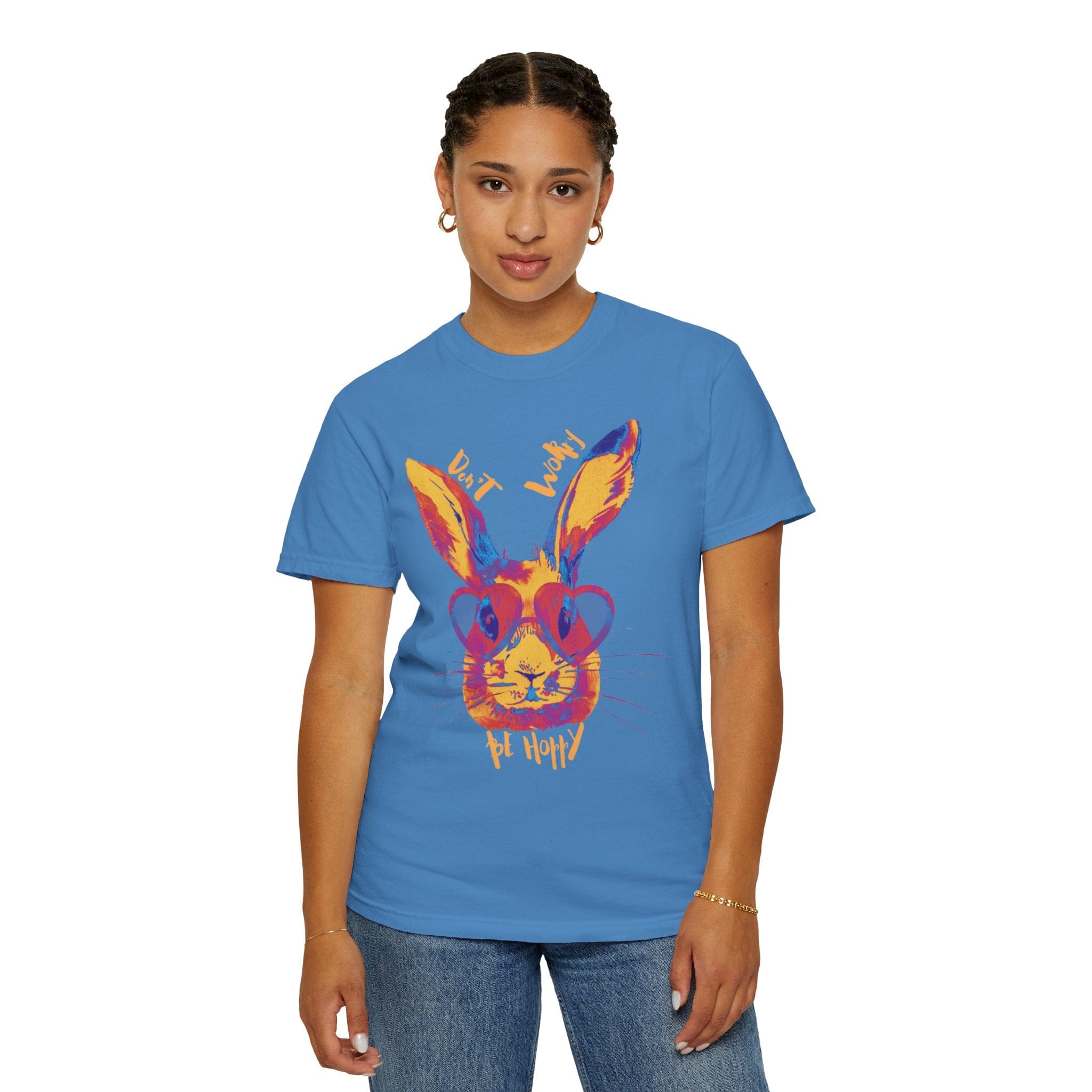 Don't Worry Be Hoppy Comfort Colors Tee (Unisex) Royal Caribe