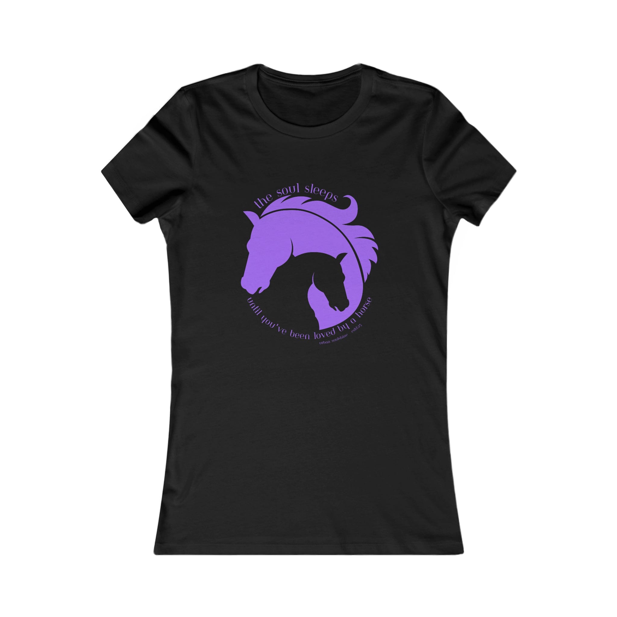 Urban SoulShine & co T-Shirt S / Black Horse & Soul Women's Tee (purple image)