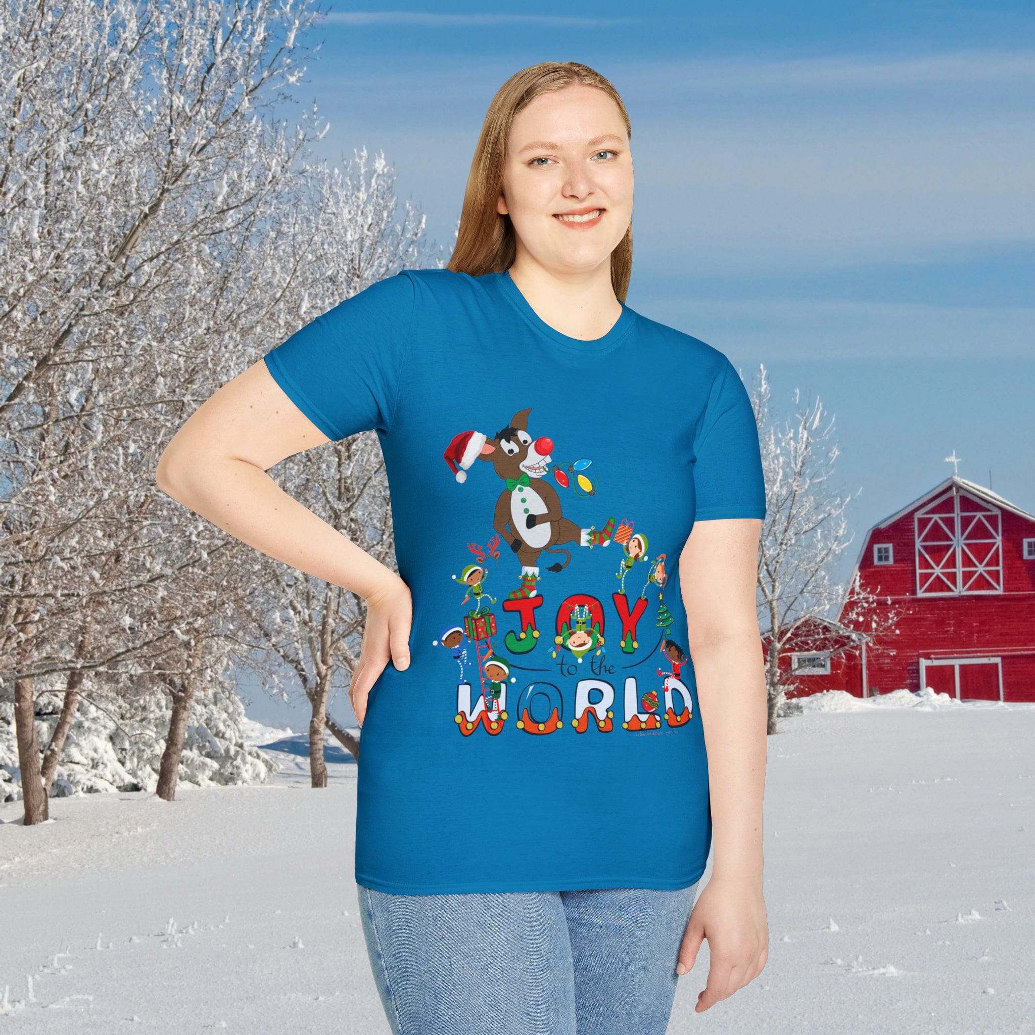 Urban SoulShine & co T-Shirt Sapphire / S Donkey Claus Spreads Joy To The World Soft Tee (Unisex)