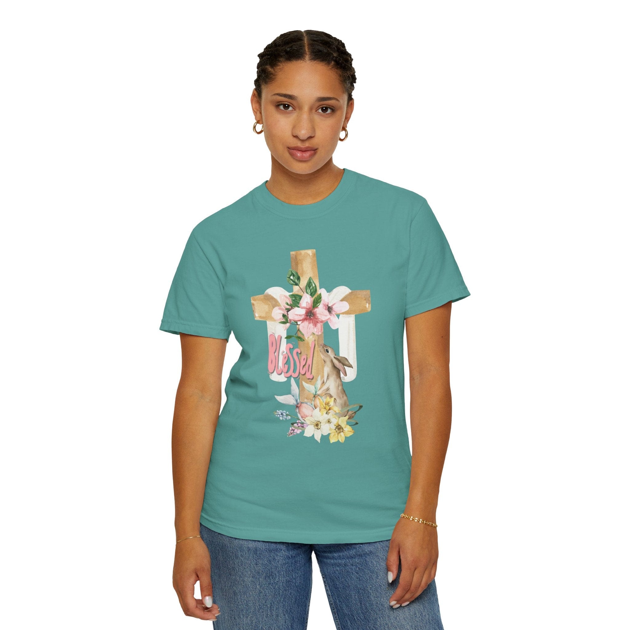 Blessed Easter Comfort Colors Tee Seafoam