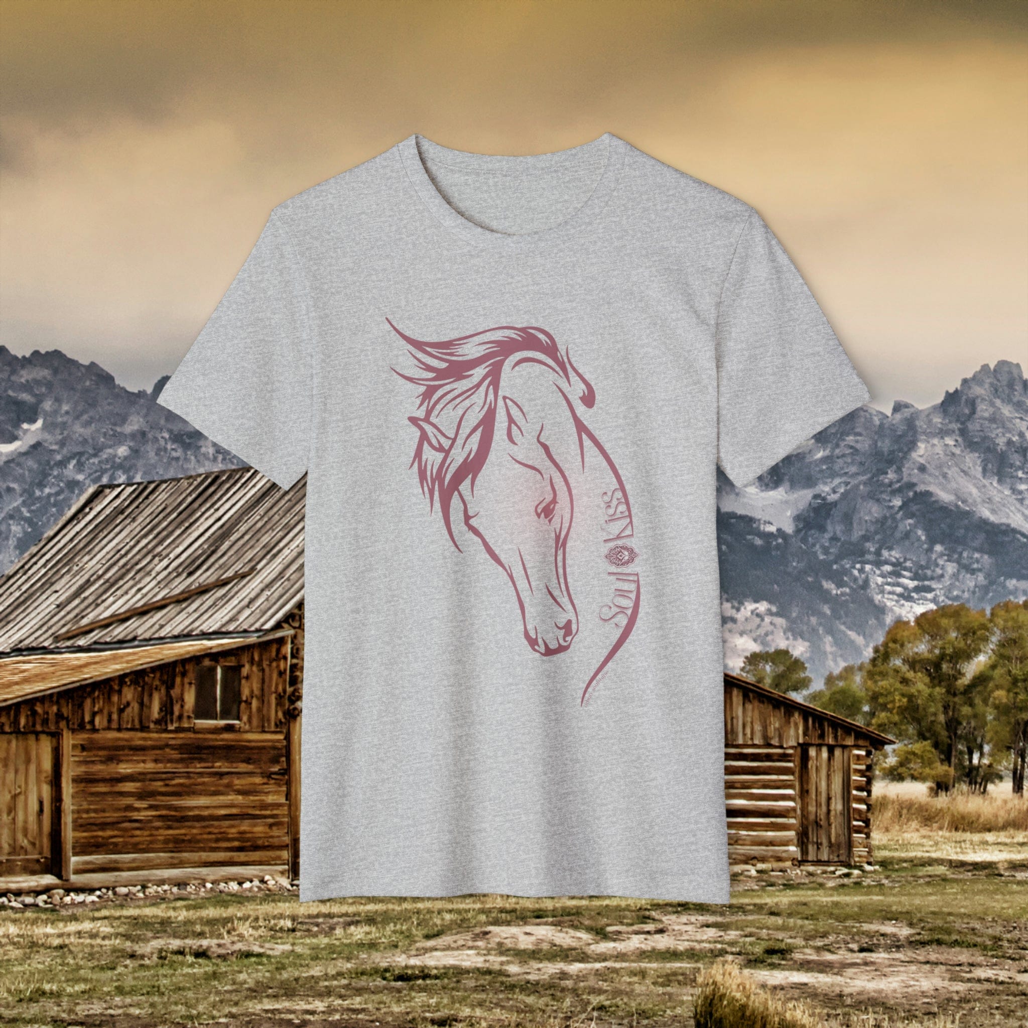 Urban SoulShine & co T-Shirt Soul Kiss Rose Horse Recycled Organic Tee