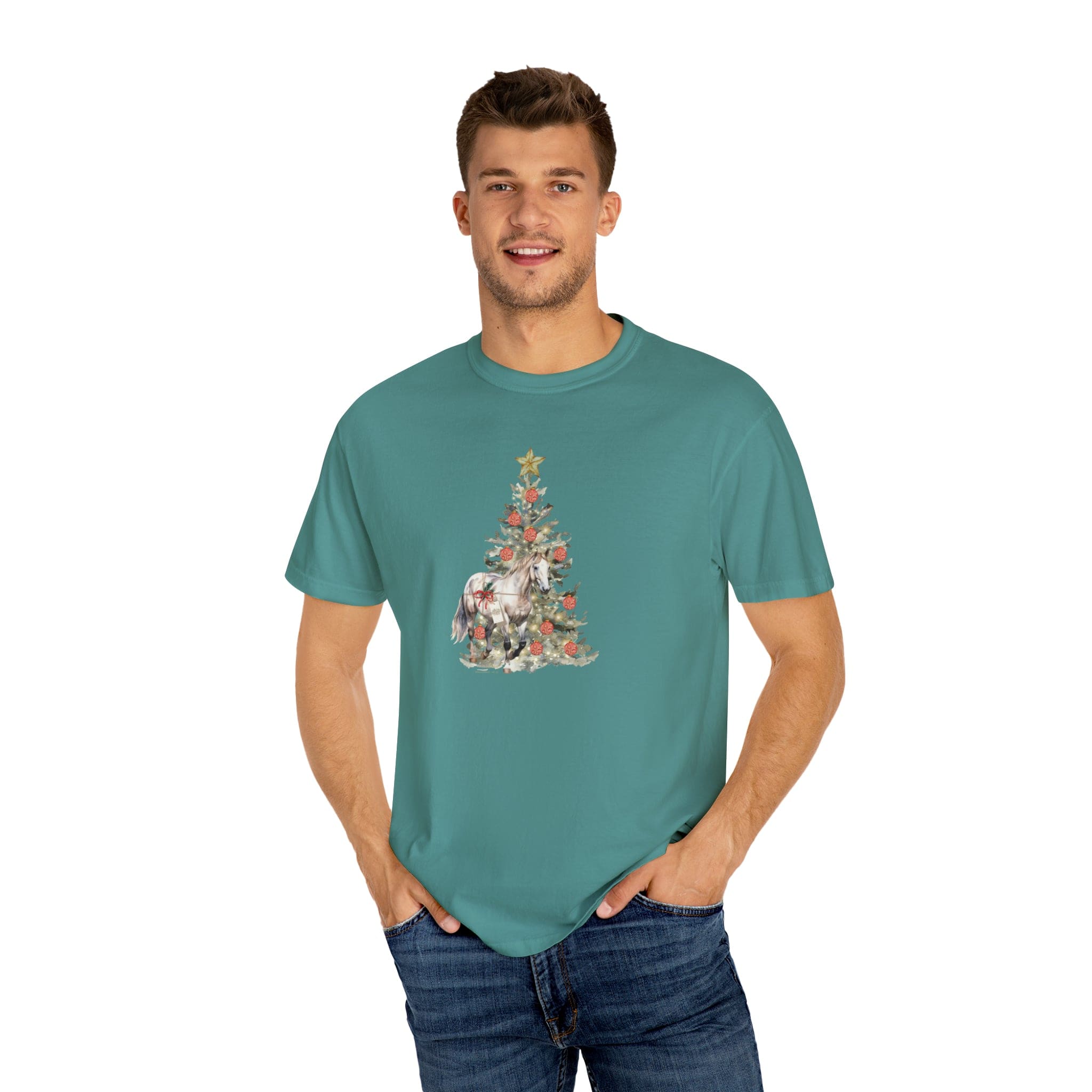 Urban SoulShine & co T-Shirt The Gift of A Horse Christmas Garment-Dyed T-shirt