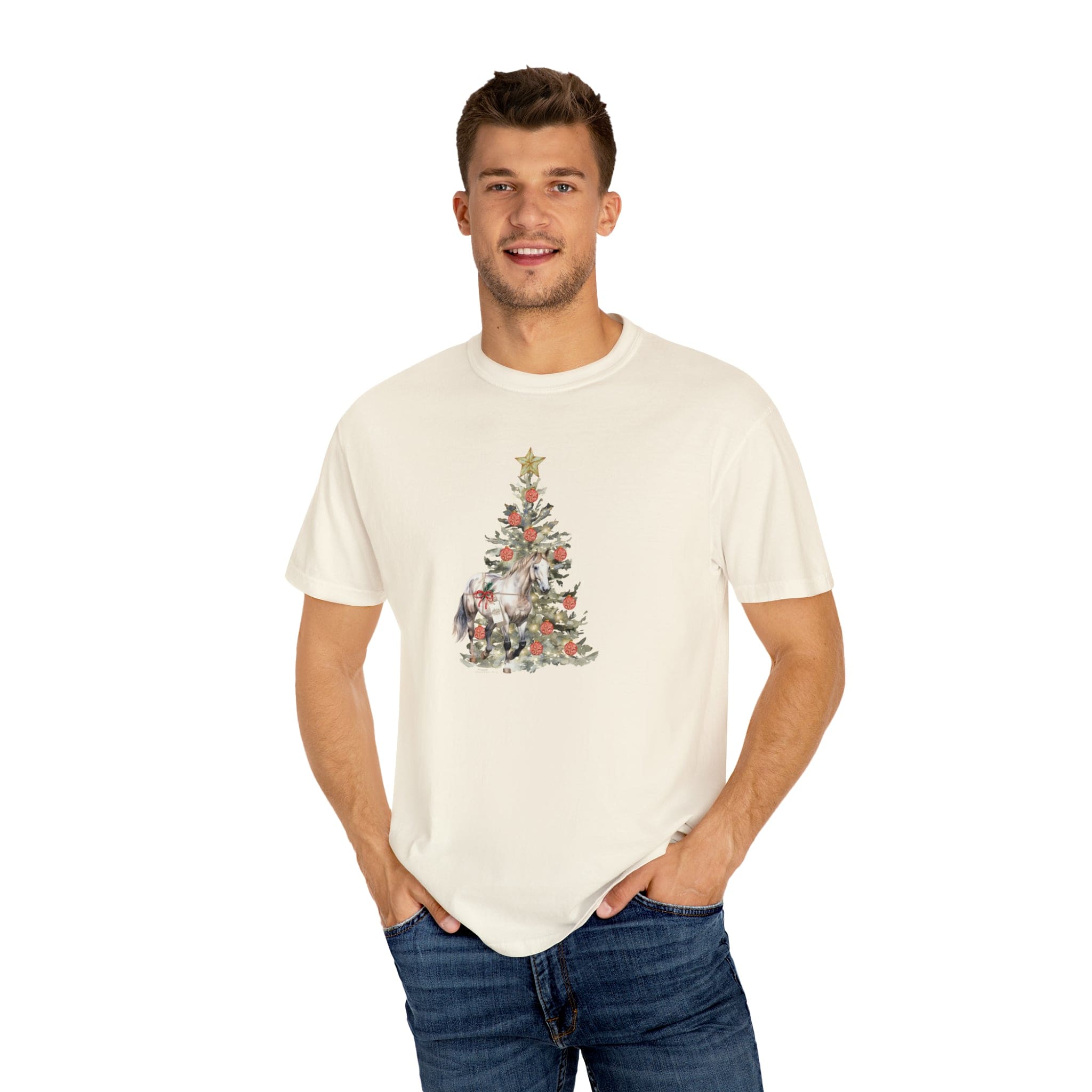 Urban SoulShine & co T-Shirt The Gift of A Horse Christmas Garment-Dyed T-shirt