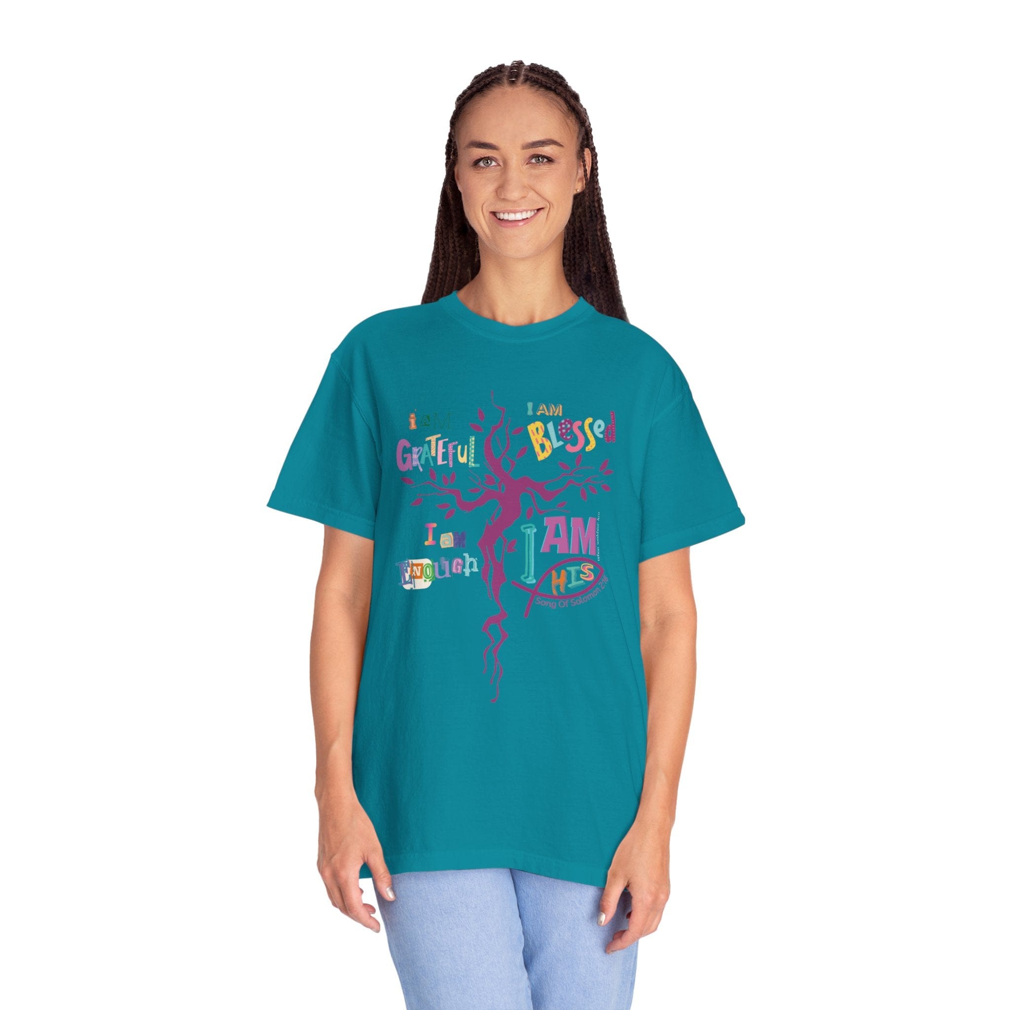 I AM HIS Song Of Solomon 2:16 Comfort Colors Tee Topaz Blue