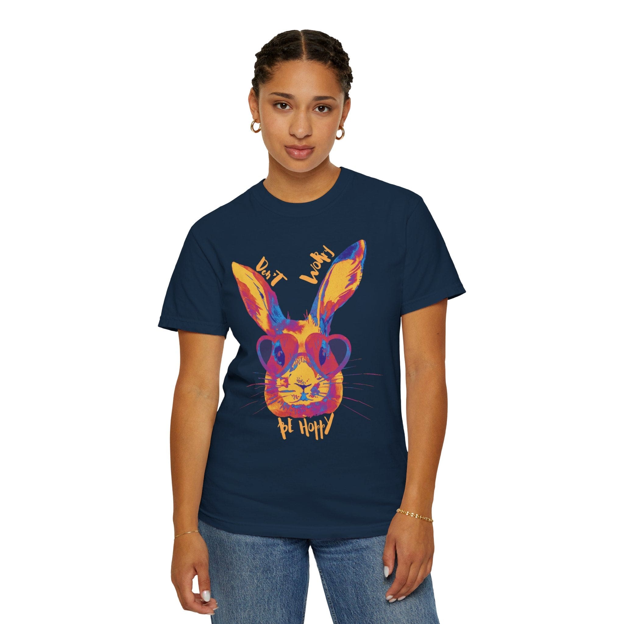Don't Worry Be Hoppy Comfort Colors Tee (Unisex) True Navy