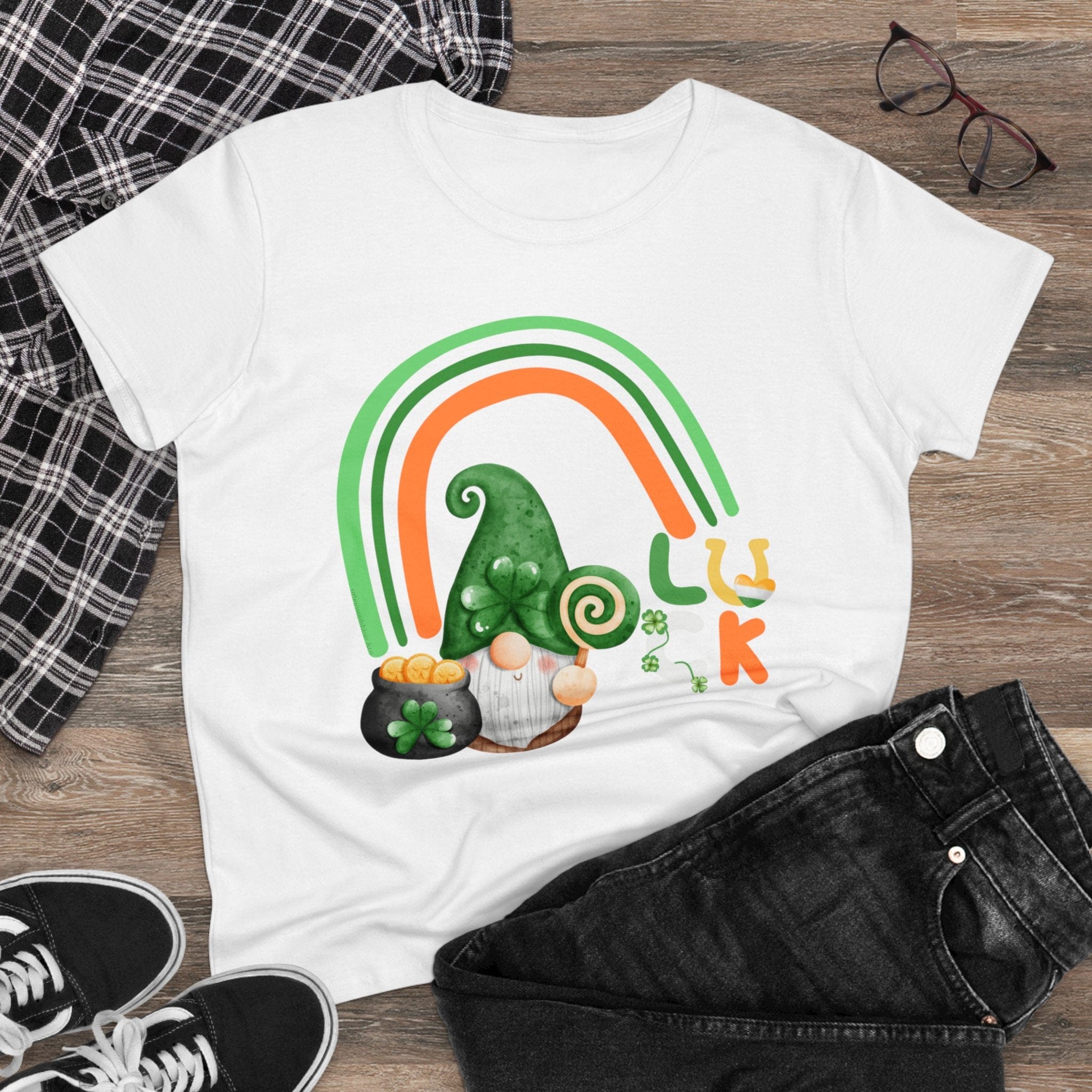 Urban SoulShine & co T-Shirt White / S Lucky Gnome St. Patrick's Day Women's Tee