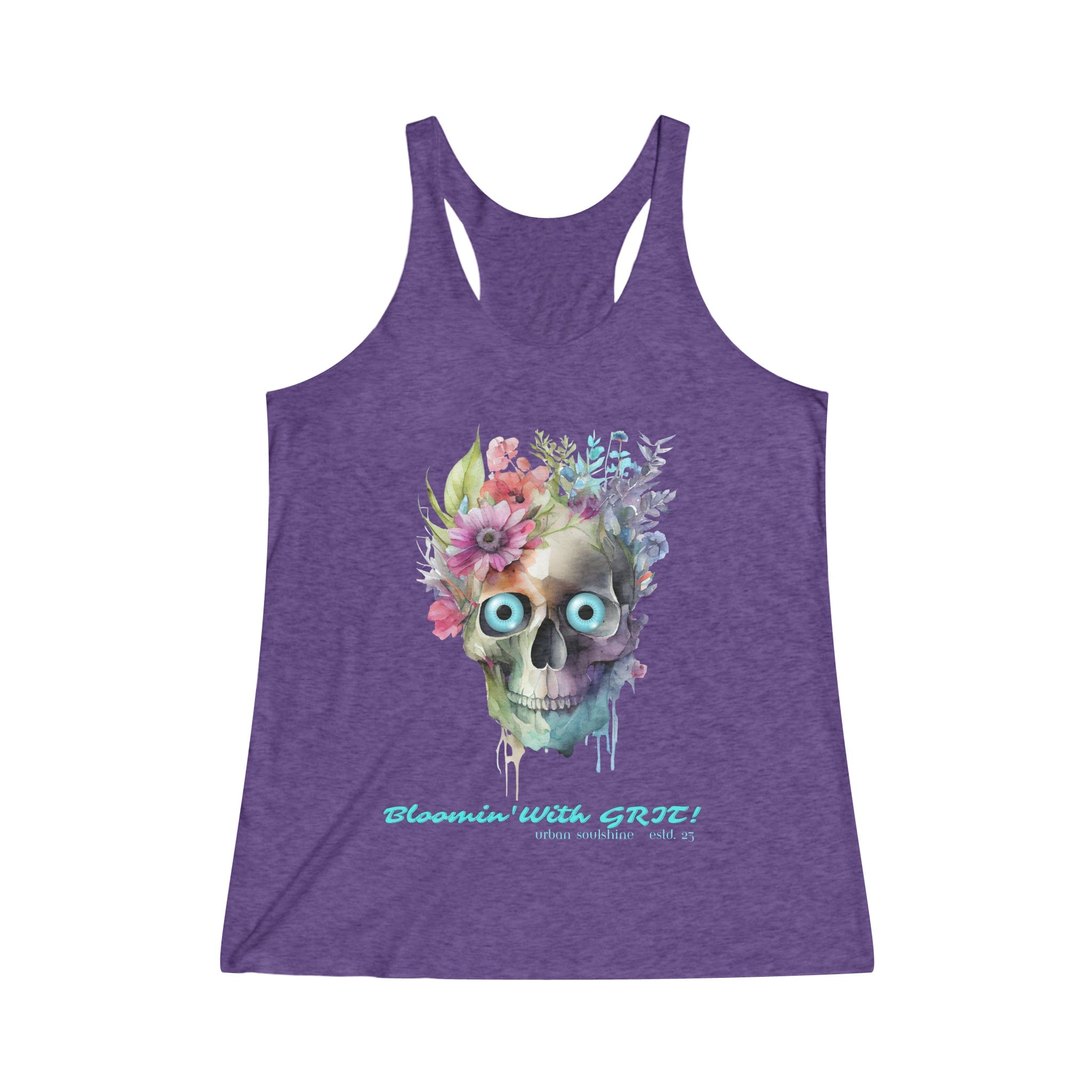 Urban SoulShine & co Tank Top S / Tri-Blend Purple Rush Bloomin' With Grit Women's Tank