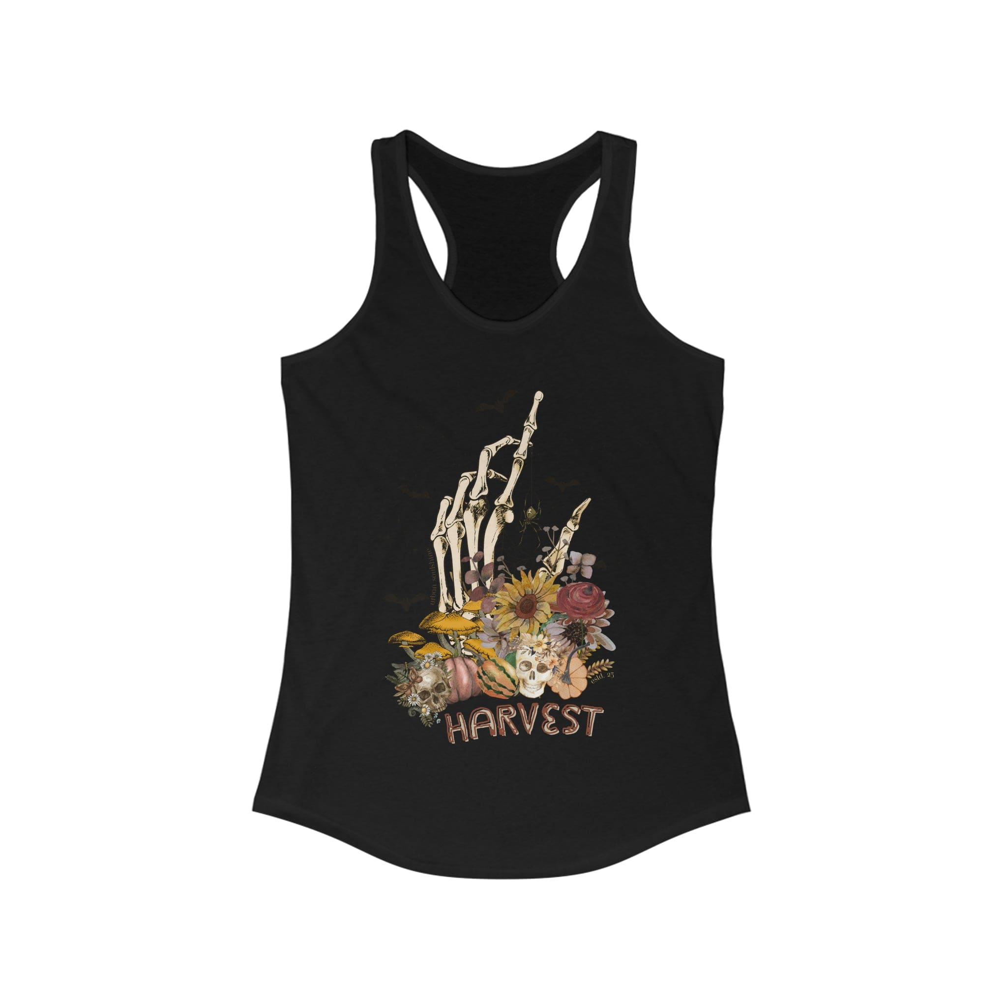 Urban SoulShine & co Tank Top XS / Solid Black Skull Harvest Women's Razerback Tank