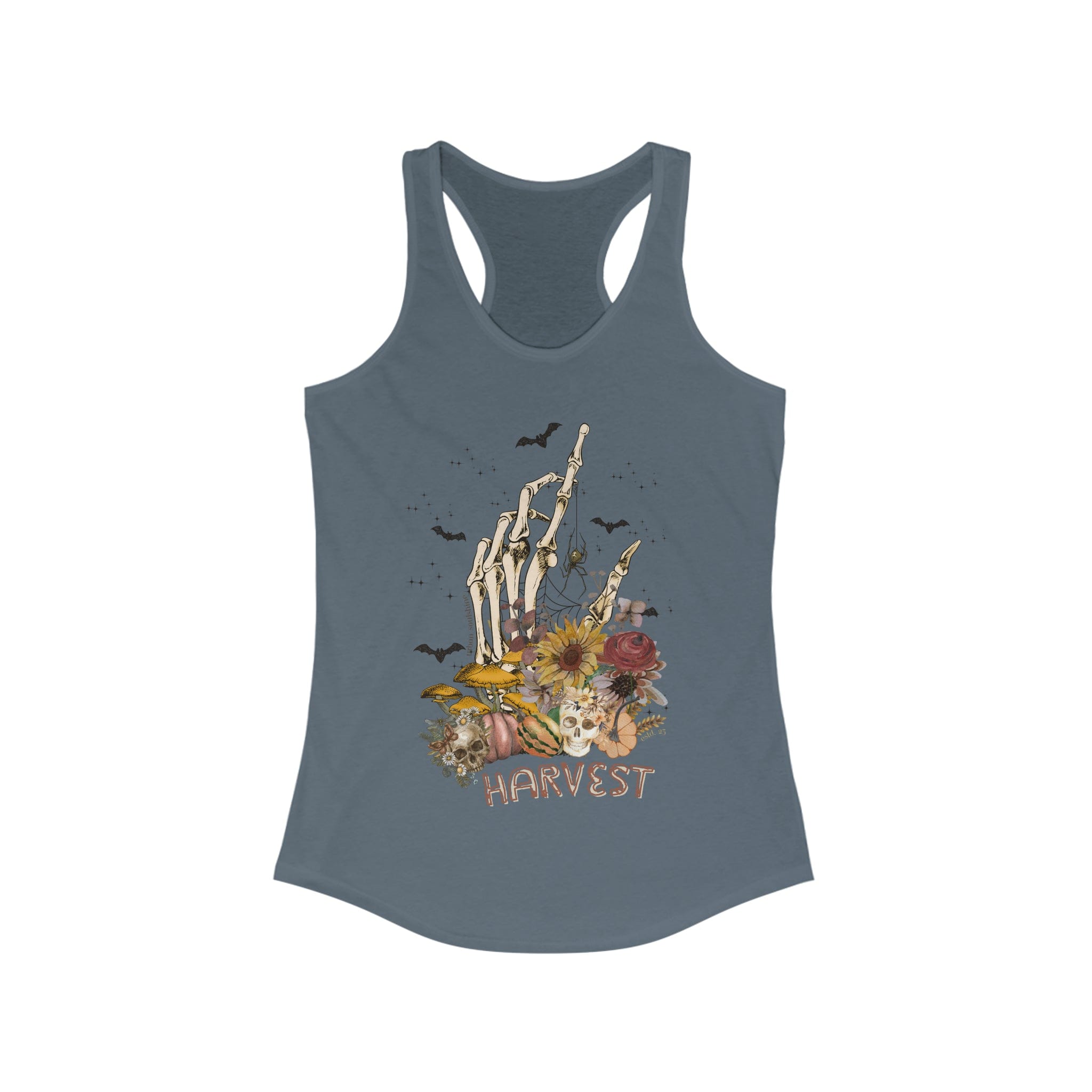 Urban SoulShine & co Tank Top XS / Solid Indigo Skull Harvest Women's Razerback Tank