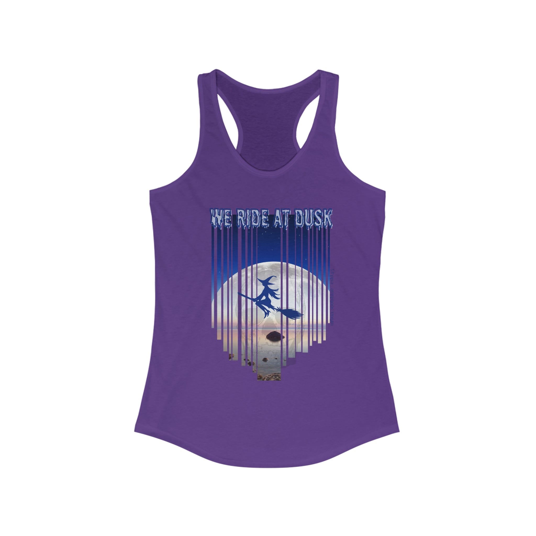 Urban SoulShine & co Tank Top XS / Solid Purple Rush We Ride At Dusk Moonlight Flight Witch Women's Halloween Razorback Tank