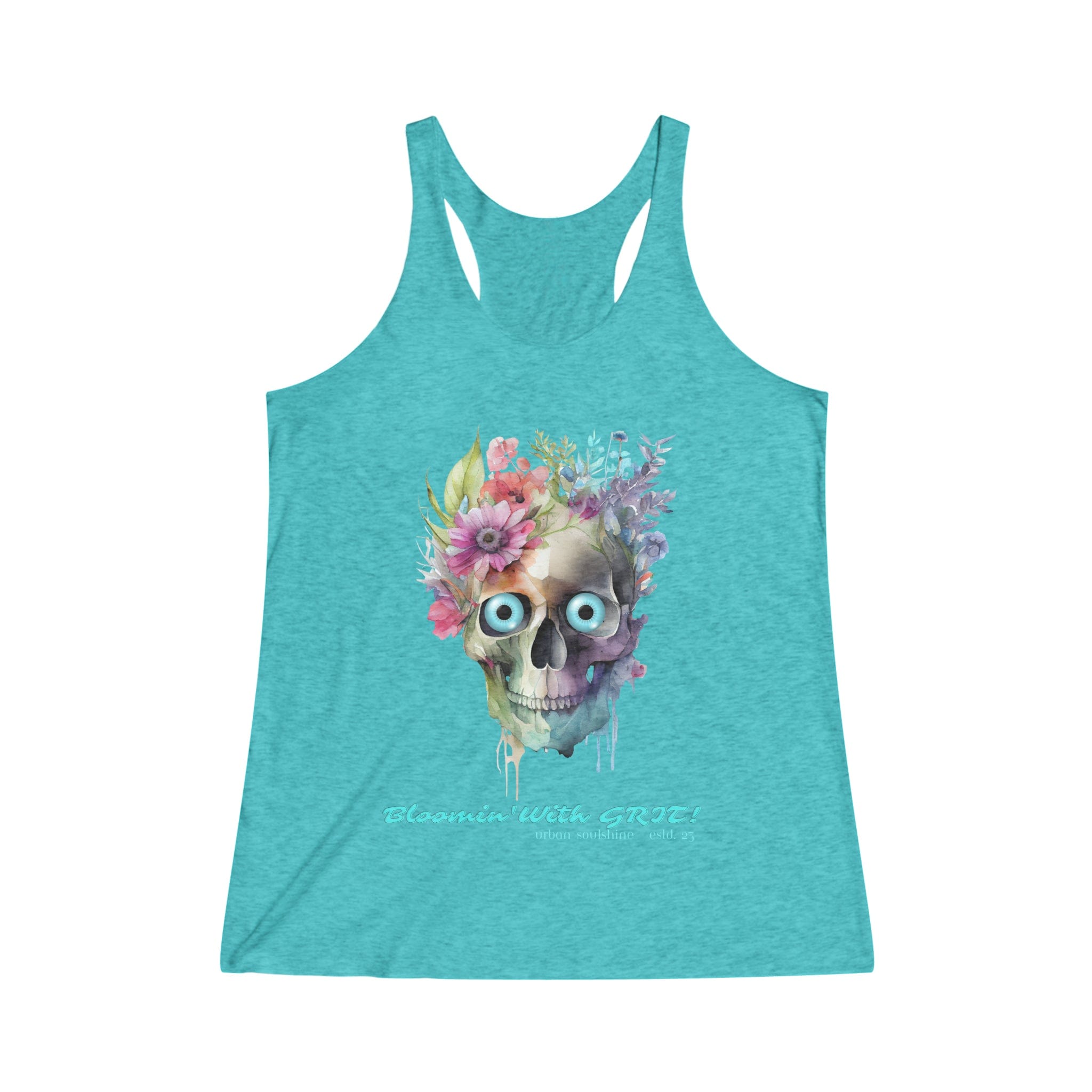 Urban SoulShine & co Tank Top XS / Tri-Blend Tahiti Blue Bloomin' With Grit Women's Tank