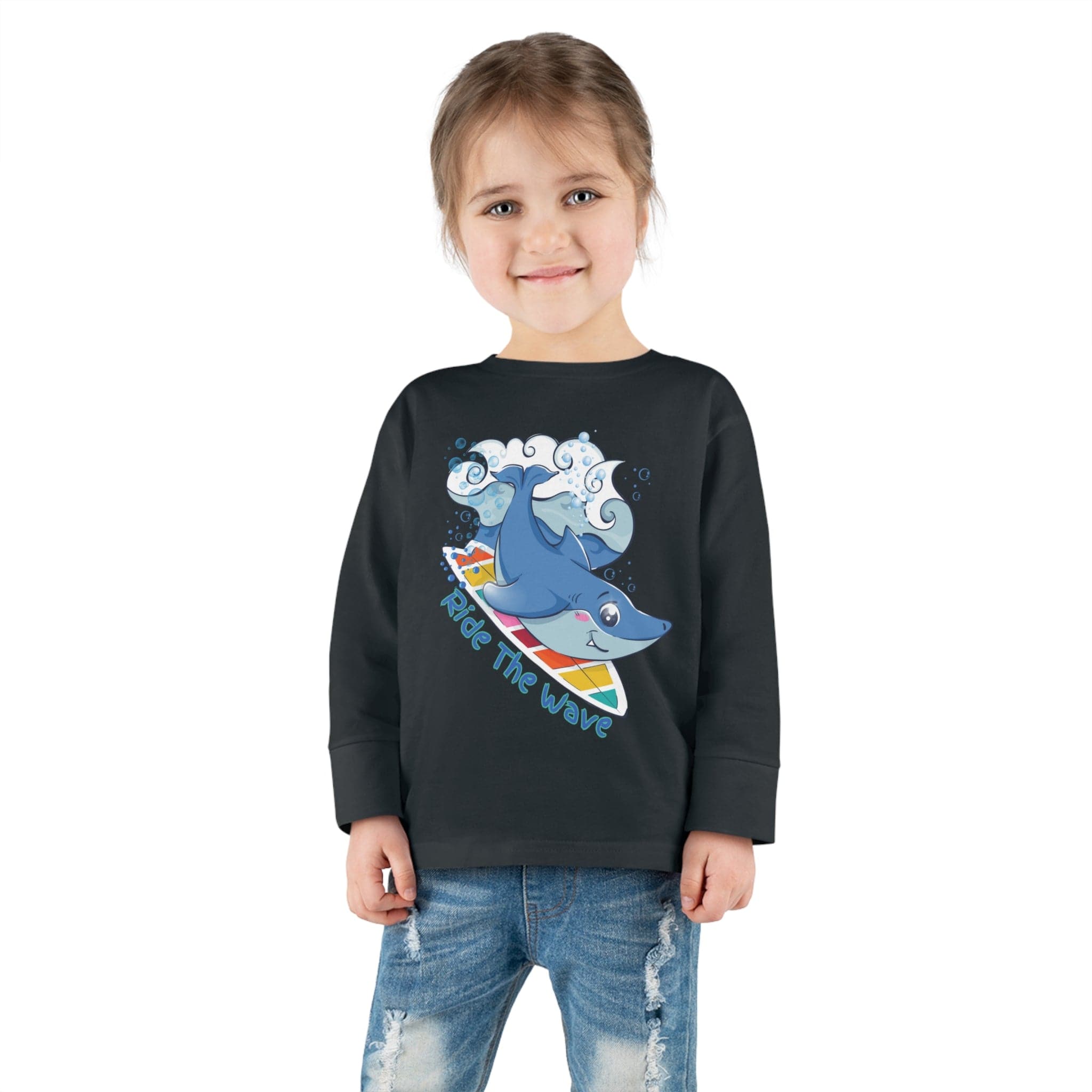 Urban SoulShine & co Toddler Long Sleeve Black / 2T Ride The Wave Shark Long Sleeve Tee (Toddler)