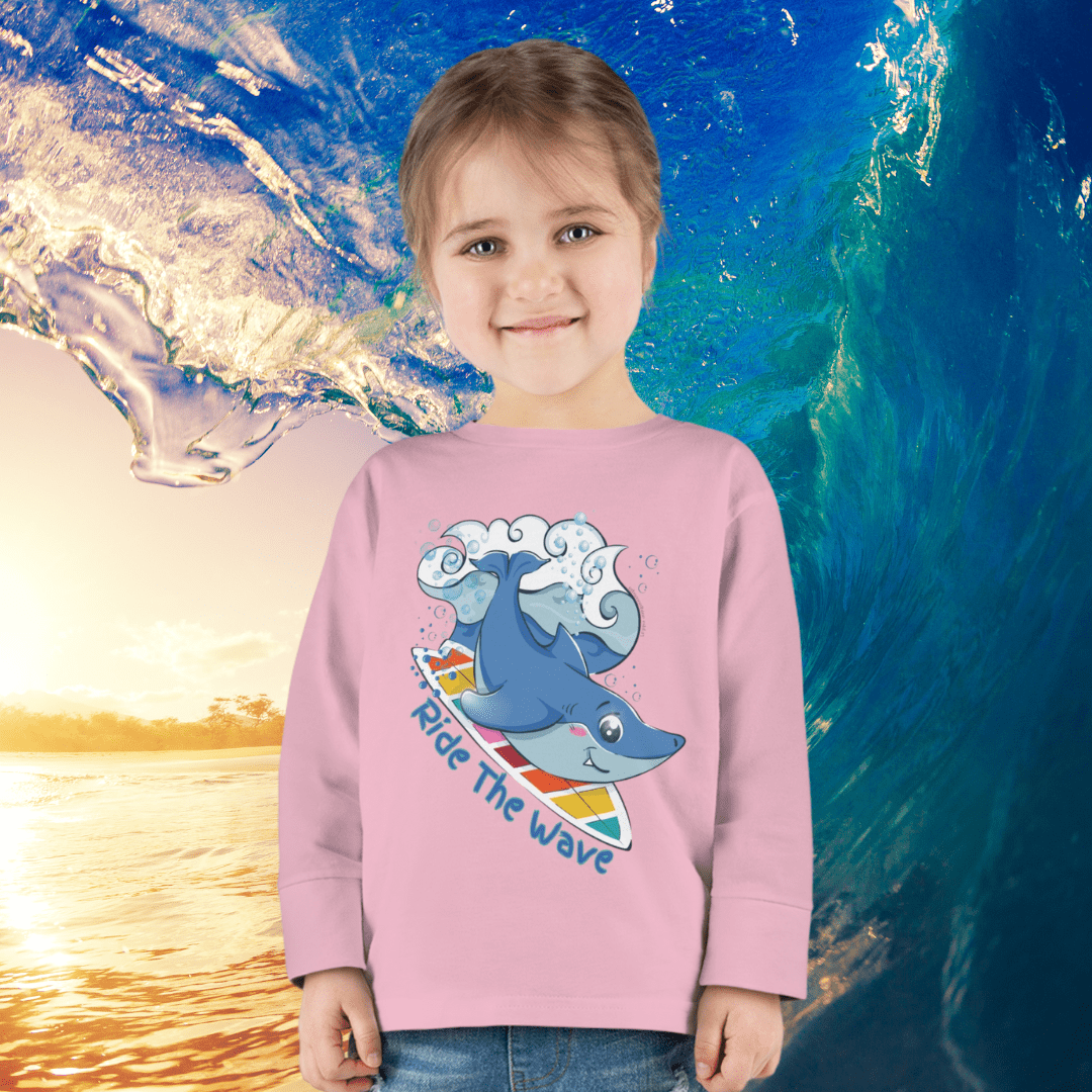 Urban SoulShine & co Toddler Long Sleeve Ride The Wave Shark Long Sleeve Tee (Toddler)