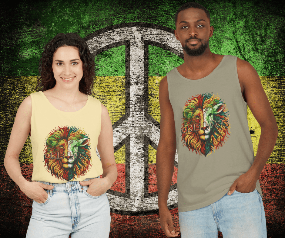 Urban SoulShine & co Unisex Tank Top ONE LOVE: The Lion & the Lamb Eco-Friendly Tank (Unisex)