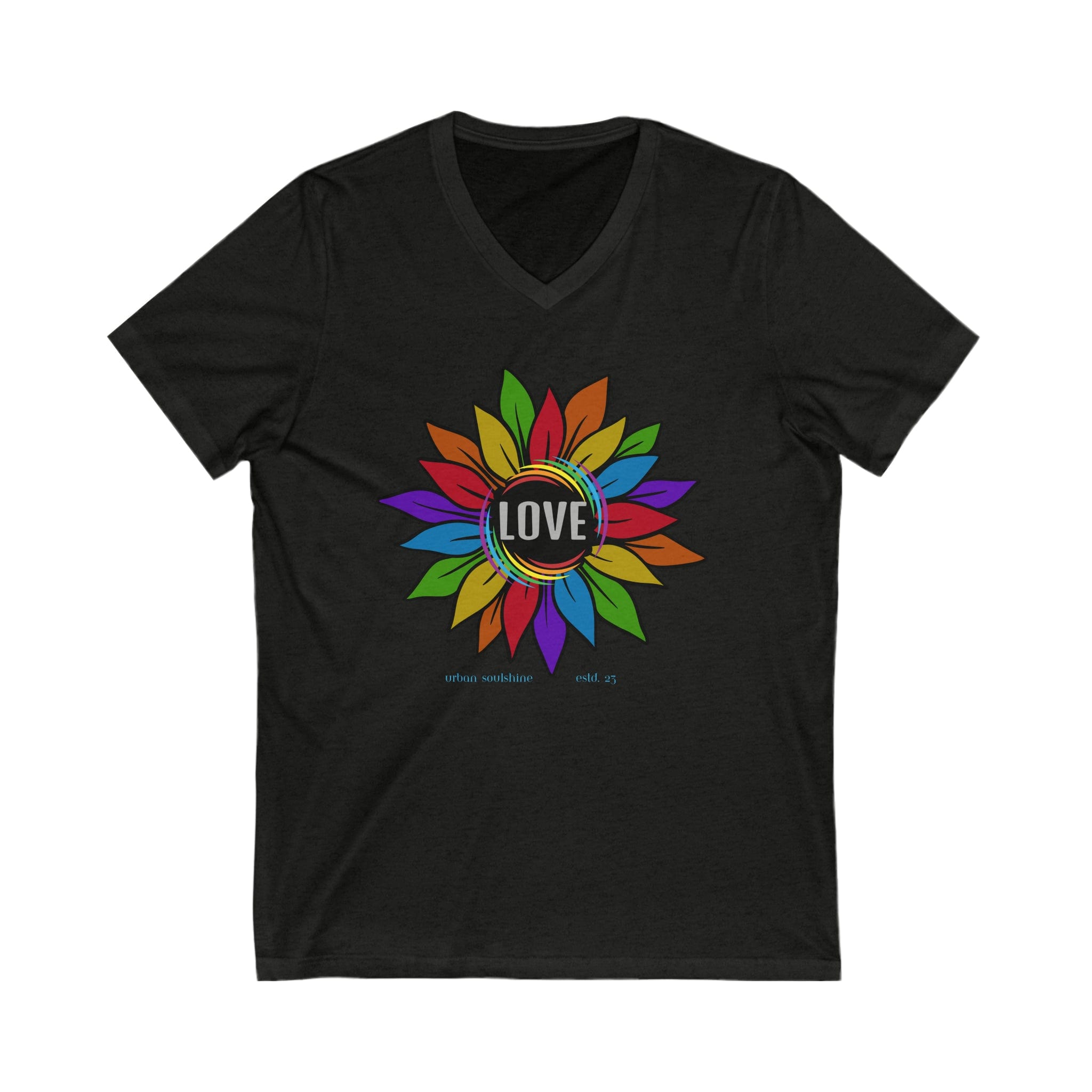 Urban SoulShine & co V-neck M / Black Heather Love Blooms V-Neck Tee