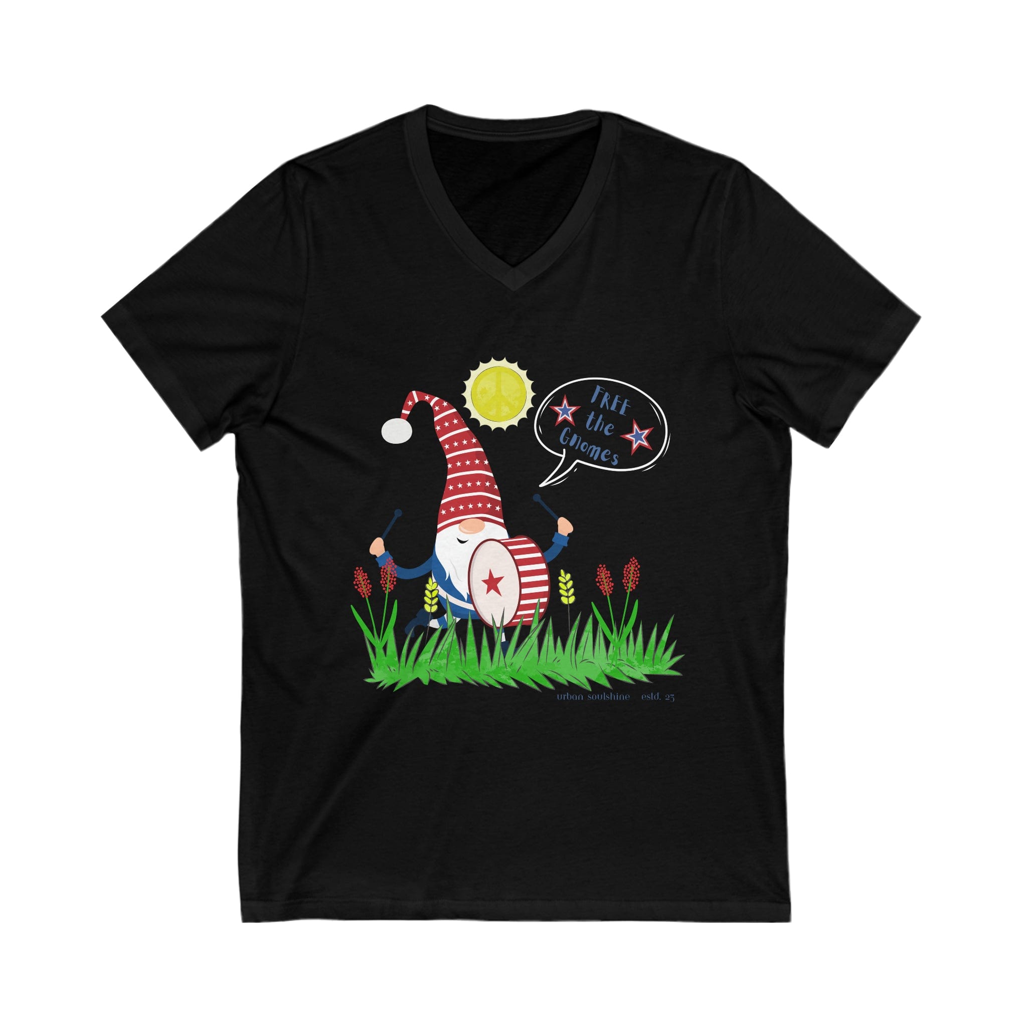 Urban SoulShine & co V-neck S / Black Free the Gnomes Drummer V-Neck Tee