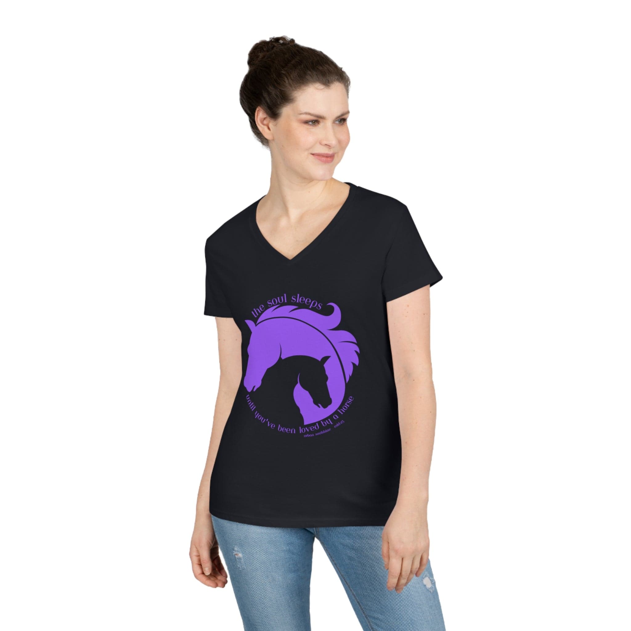 Urban SoulShine & co V-neck S / Black The Soul Sleeps Horse Ladies' V-Neck Tee (purple)