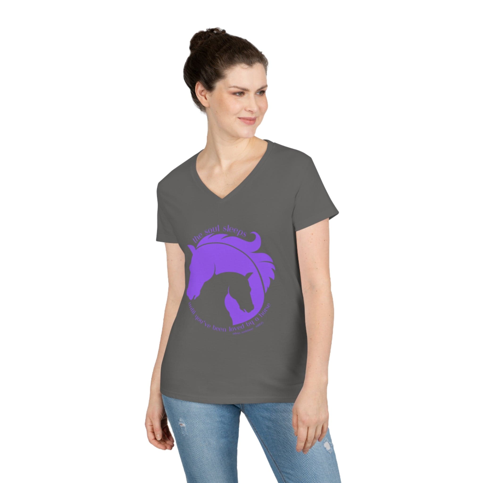 Urban SoulShine & co V-neck S / Charcoal The Soul Sleeps Horse Ladies' V-Neck Tee (purple)