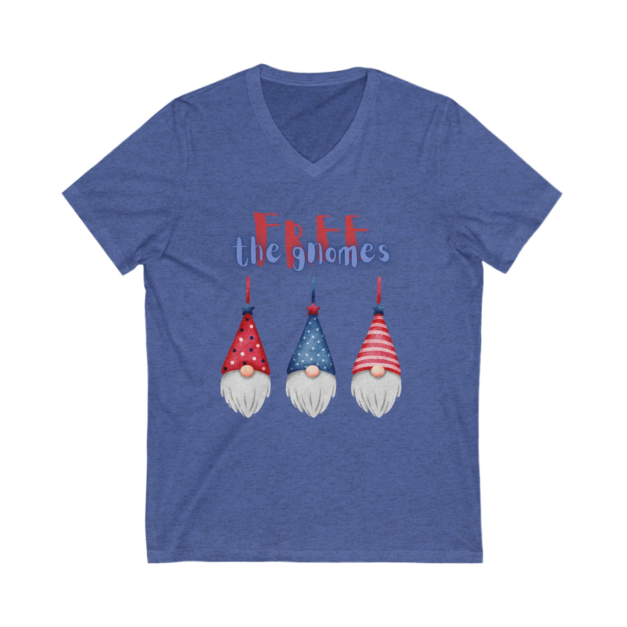  Heather True Royal Free the Gnomes Banner V-Neck