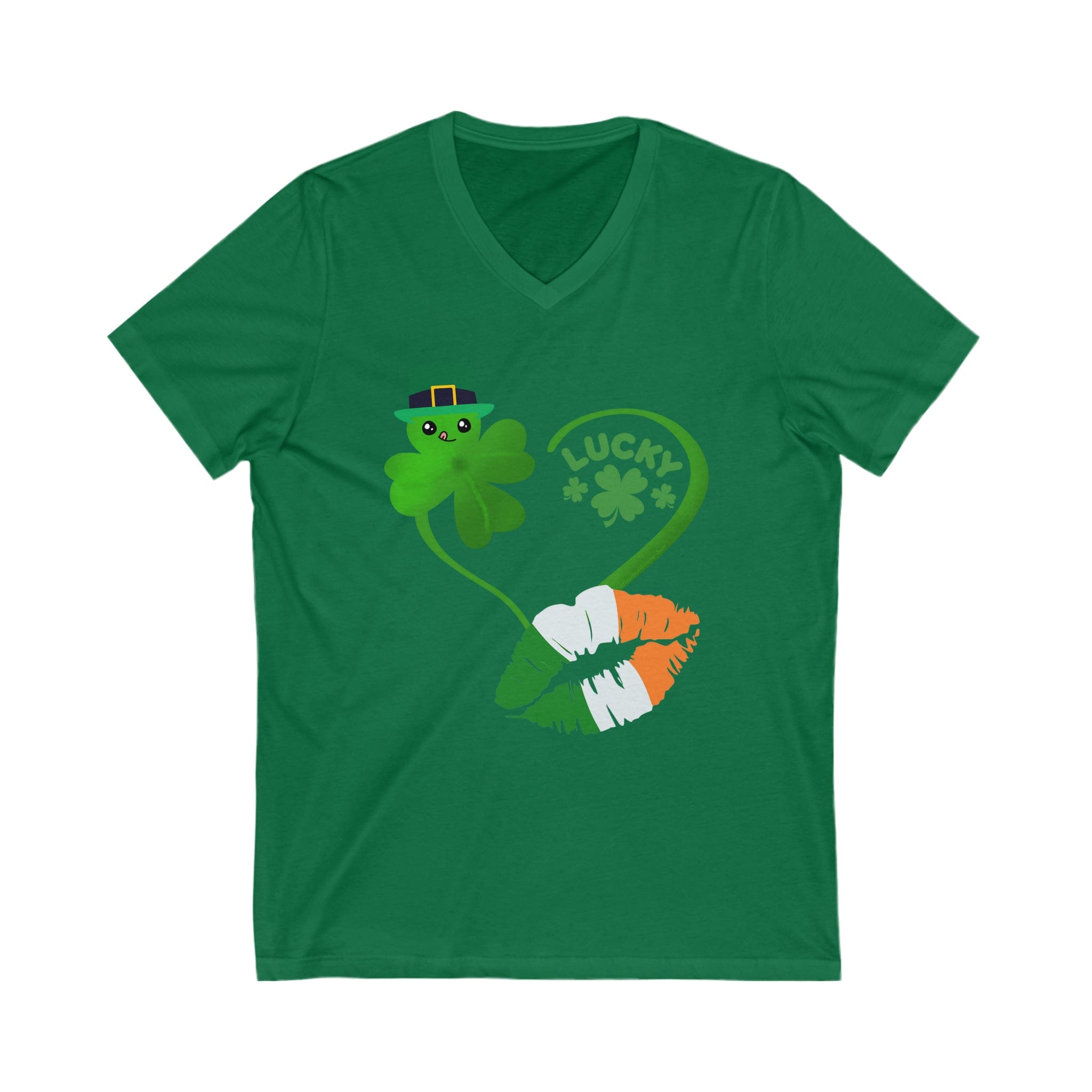  Kelly Lucky Kiss St. Patrick's Day V-Neck Tee