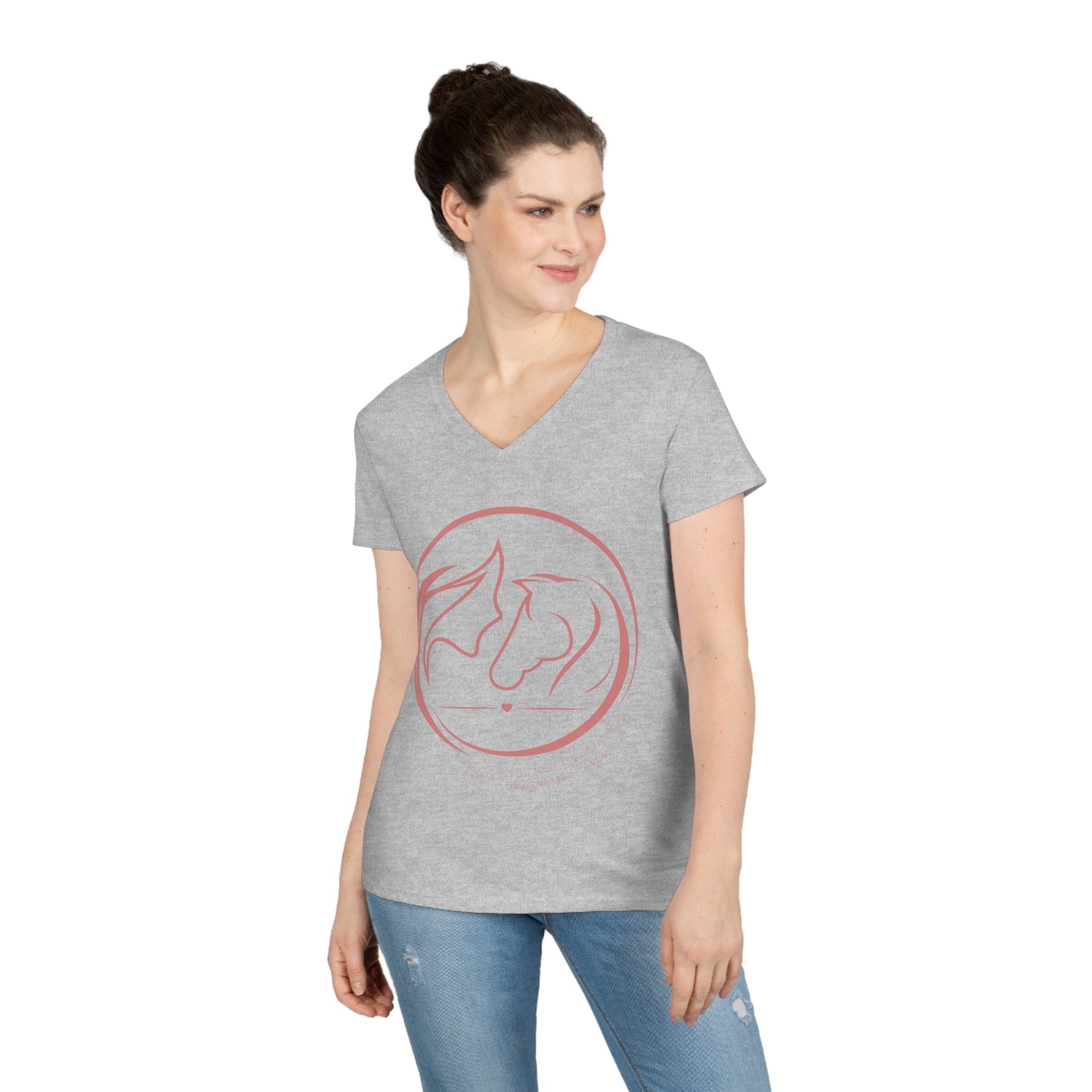 Urban SoulShine & co V-neck S / Sport Grey Heart to Heart Connection V-Neck Tee (pink)