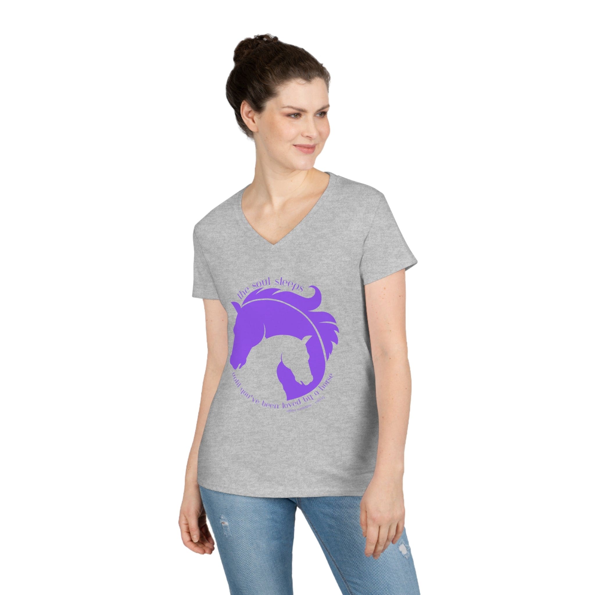 Urban SoulShine & co V-neck S / Sport Grey The Soul Sleeps Horse Ladies' V-Neck Tee (purple)