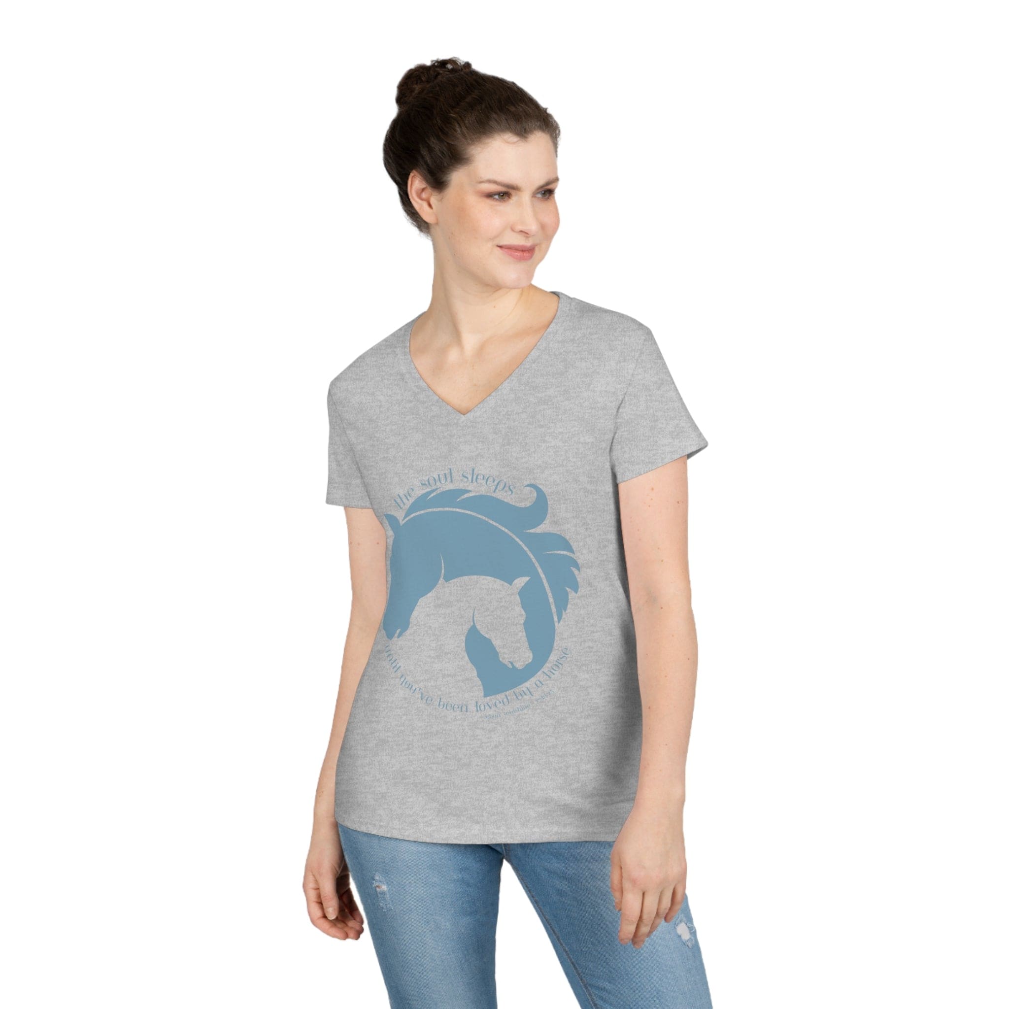 Urban SoulShine & co V-neck S / Sport Grey The Soul Sleeps Horse Ladies' V-Neck Tee (teal)