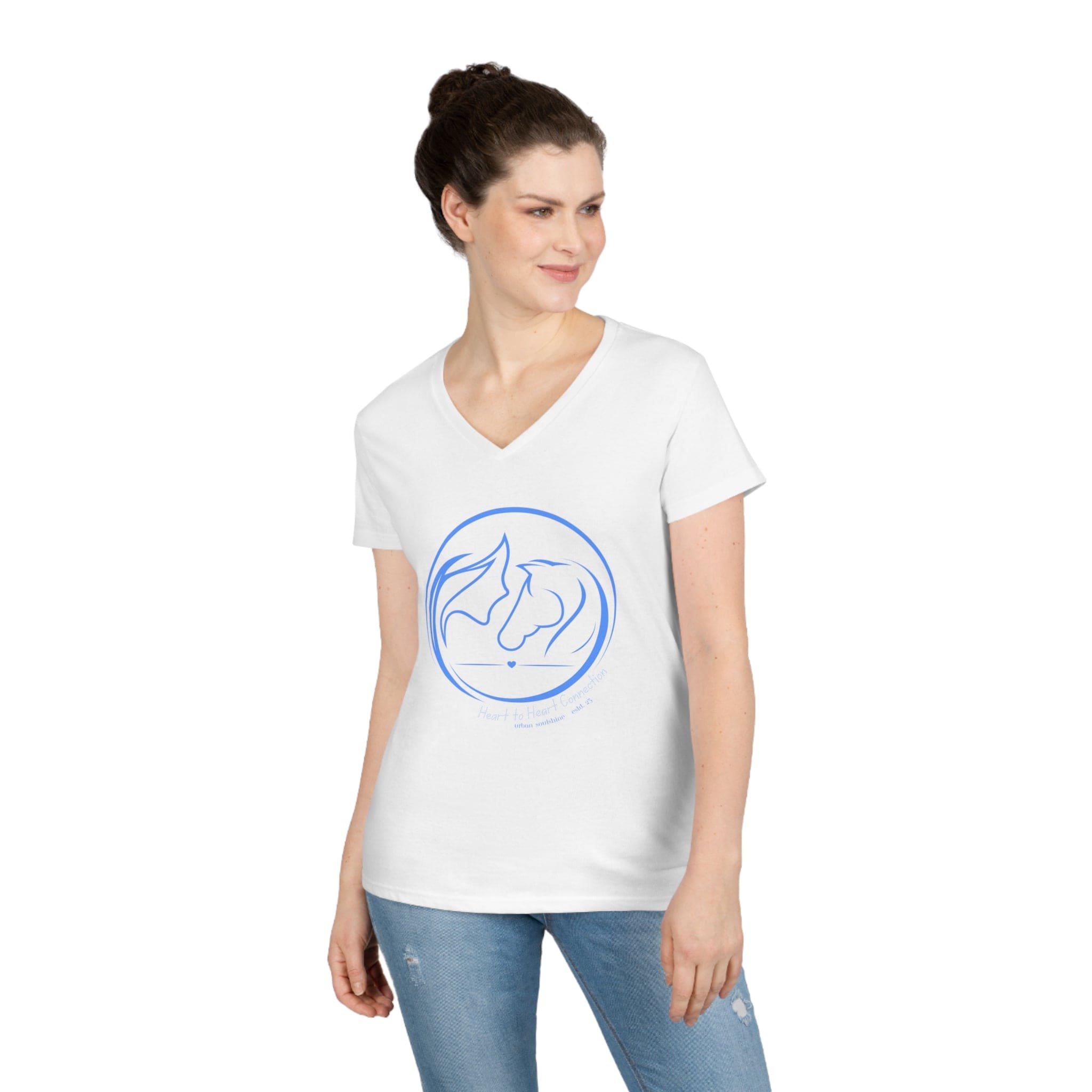 Urban SoulShine & co V-neck S / White Heart Connection Horse Ladies' V-Neck Tee