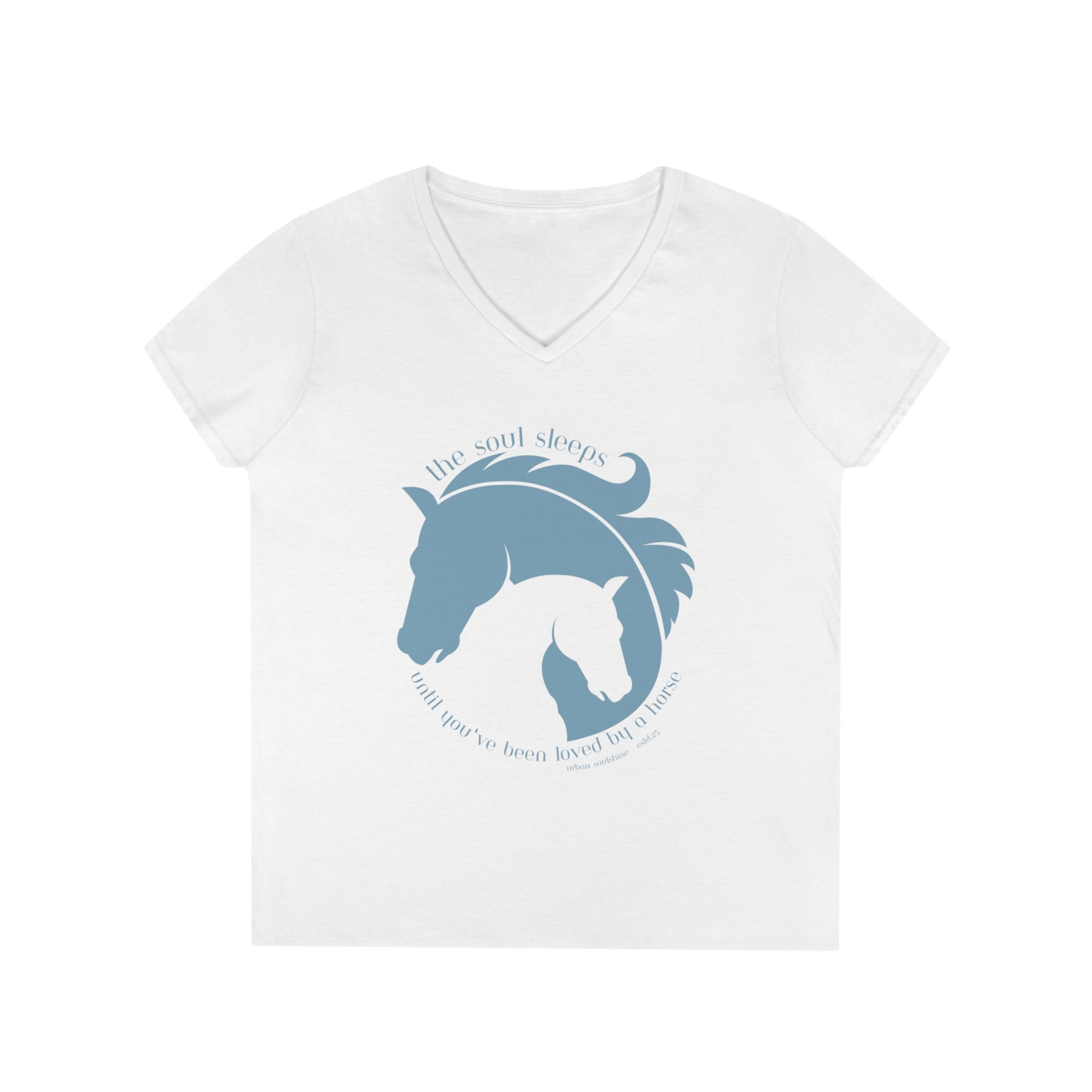 Urban SoulShine & co V-neck The Soul Sleeps Horse Ladies' V-Neck Tee (teal)