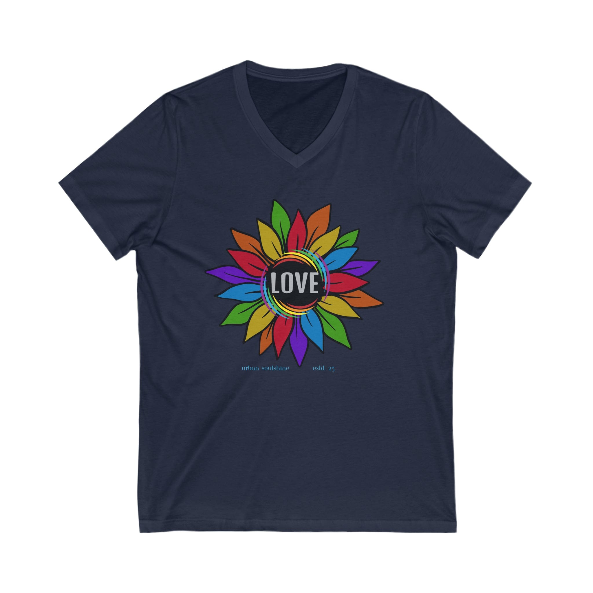  Navy Love Blooms V-Neck Tee