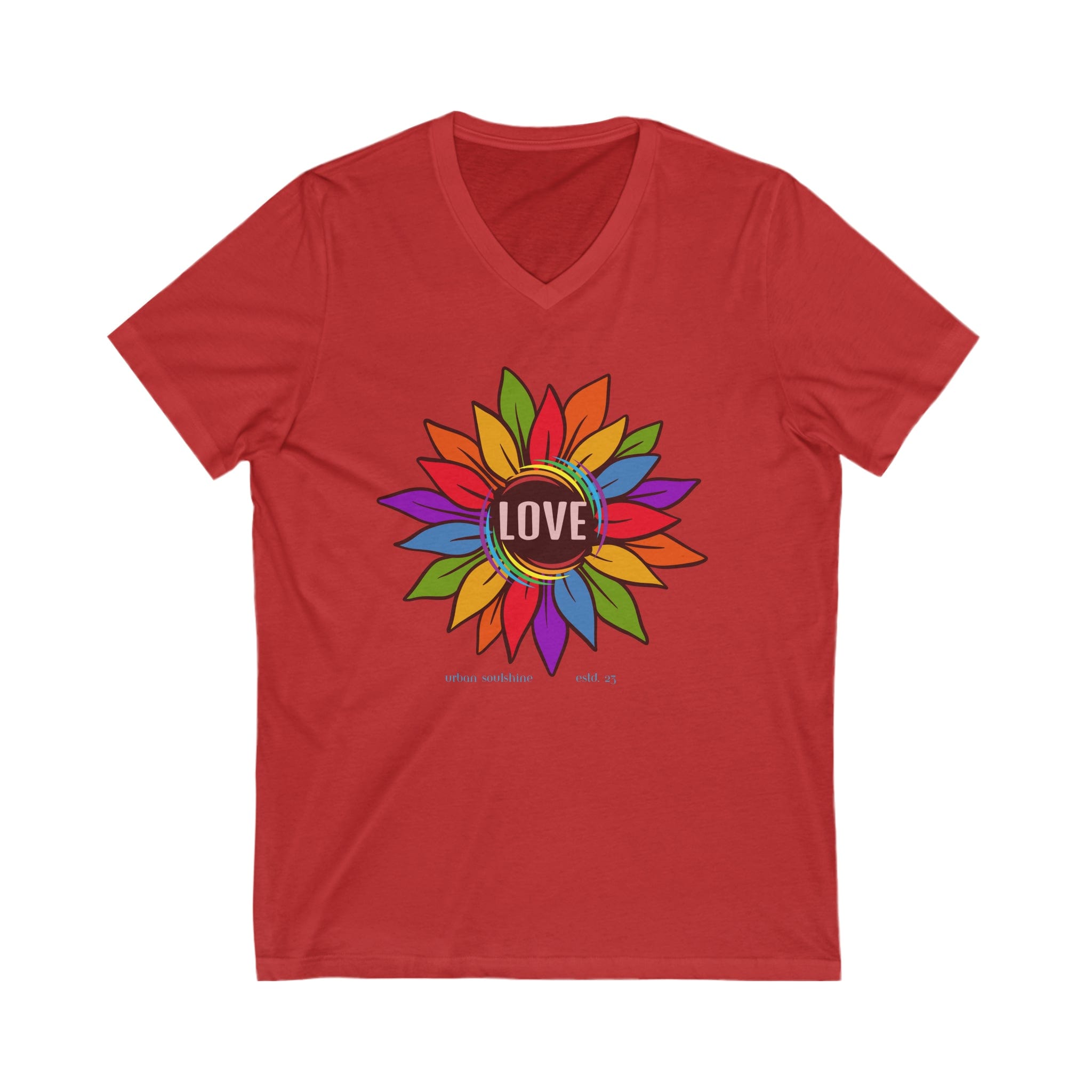  Red Love Blooms V-Neck Tee