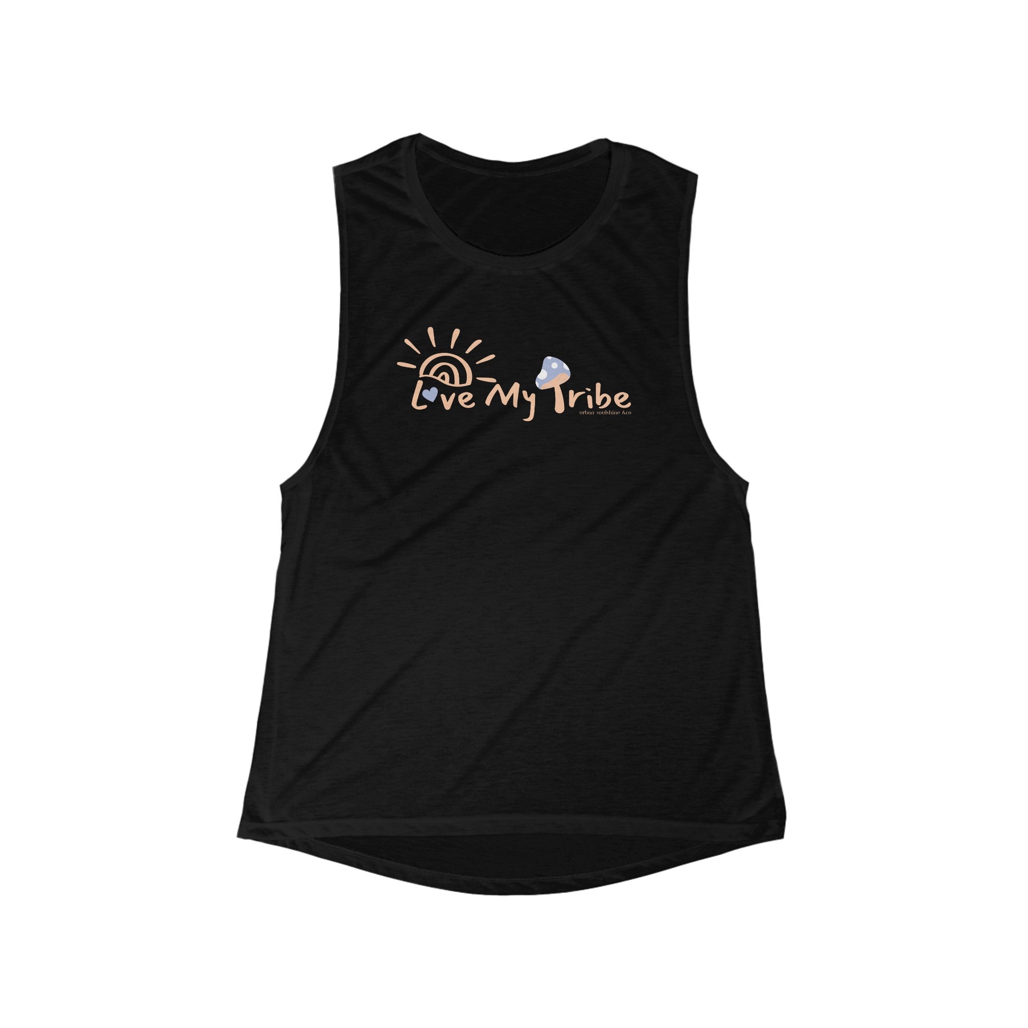 Urban SoulShine & co Weightless Muscle Tank S / Black Love My Tribe Flowy Scoop Muscle Tank