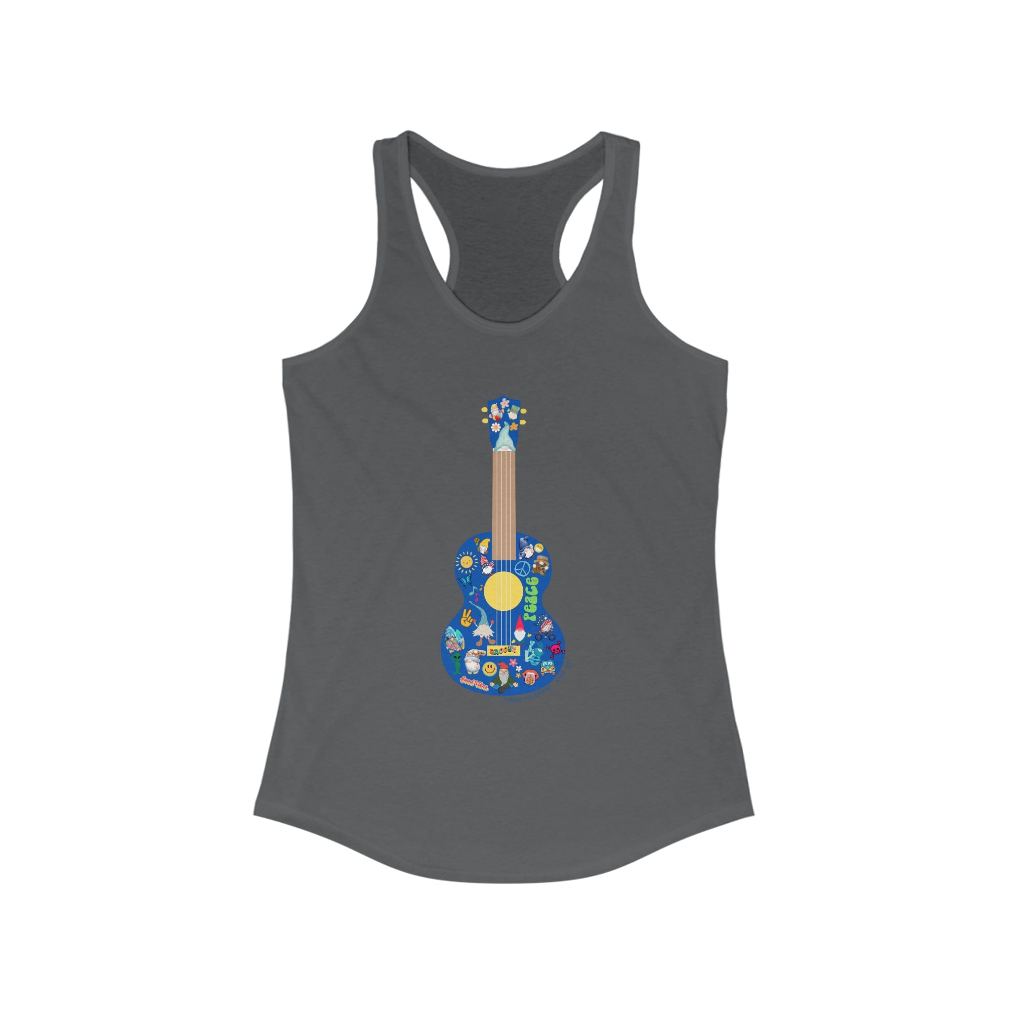 Urban SoulShine & co Women's Racerback Tank Top S / Solid Dark Gray Ukulele Sticker Love Tank Top