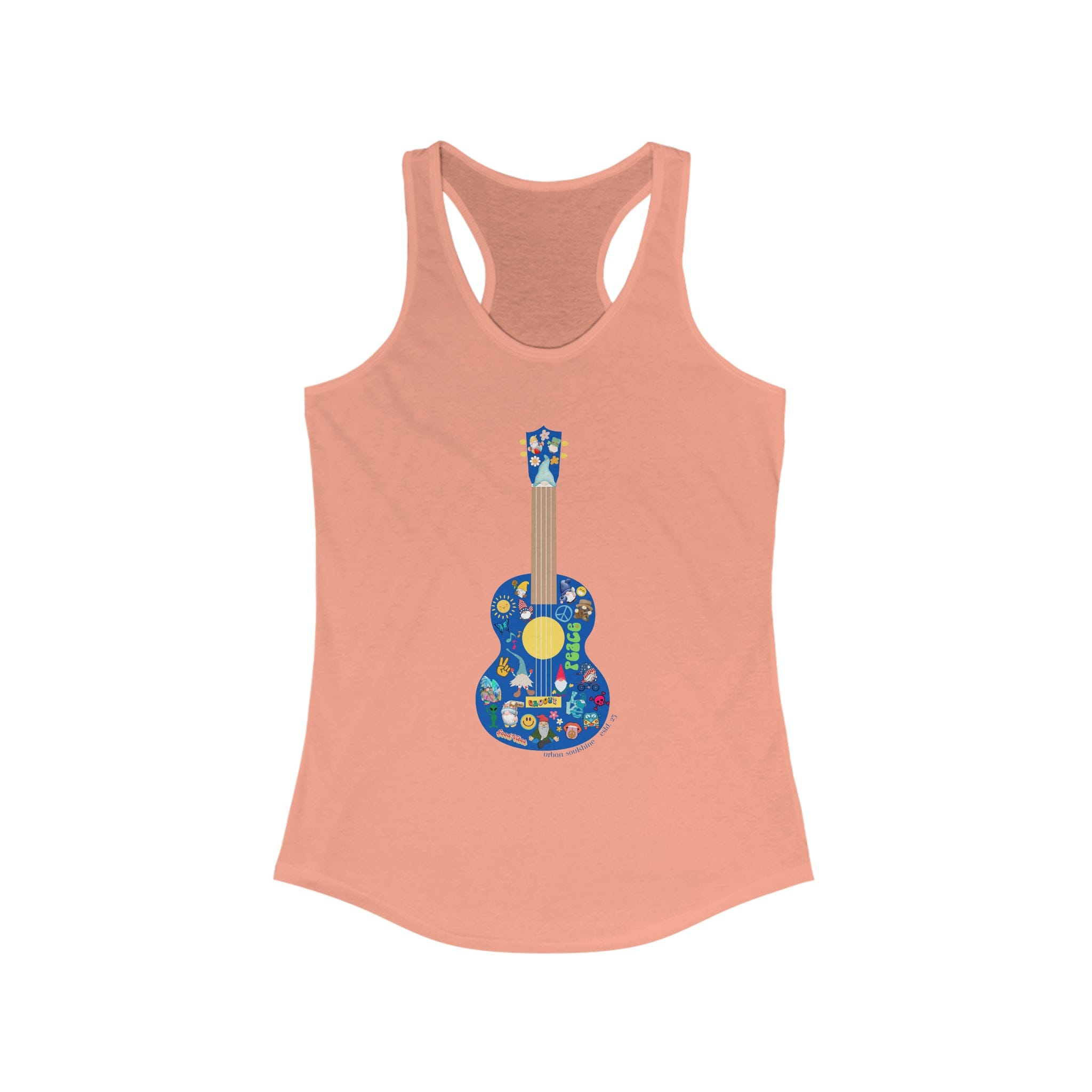 Urban SoulShine & co Women's Racerback Tank Top S / Solid Light Orange Ukulele Sticker Love Tank Top