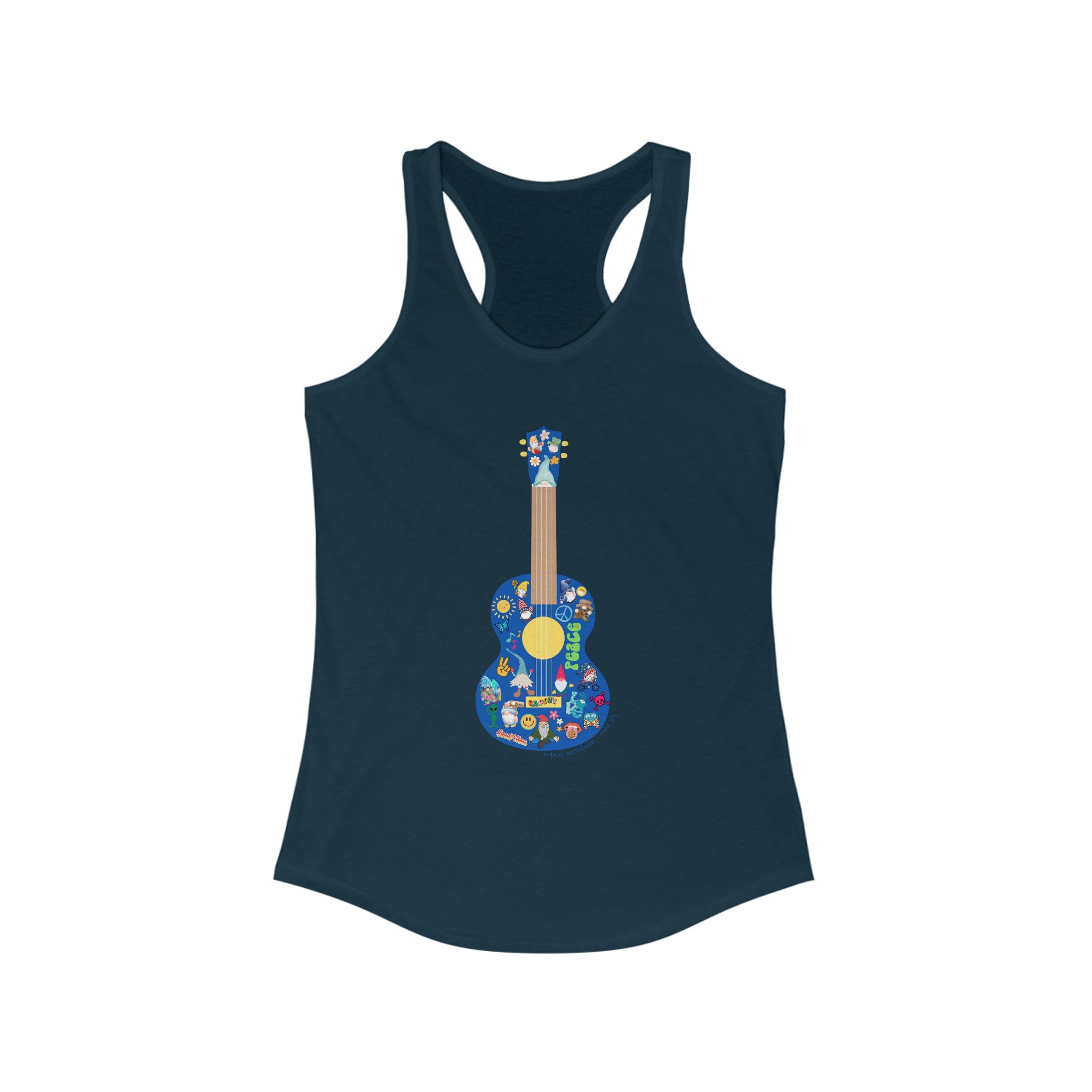 Urban SoulShine & co Women's Racerback Tank Top S / Solid Midnight Navy Ukulele Sticker Love Tank Top