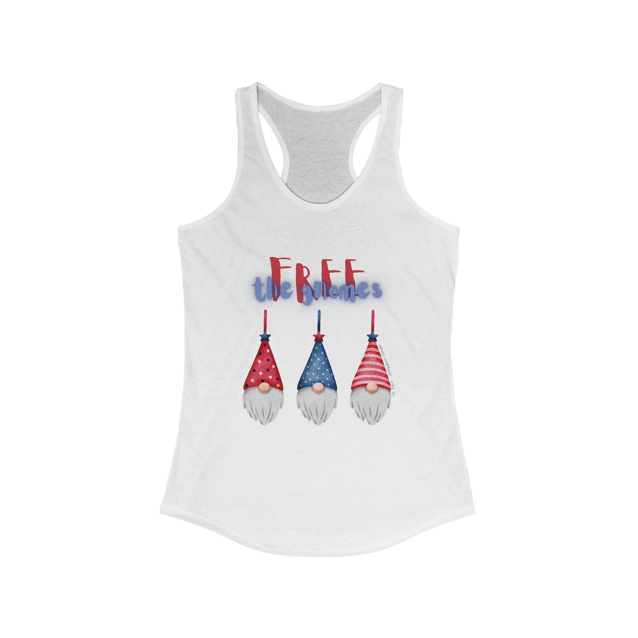 Urban SoulShine & co Women's Racerback Tank Top S / Solid White FREE the GNOMES Banner Woman's Racerback Tank