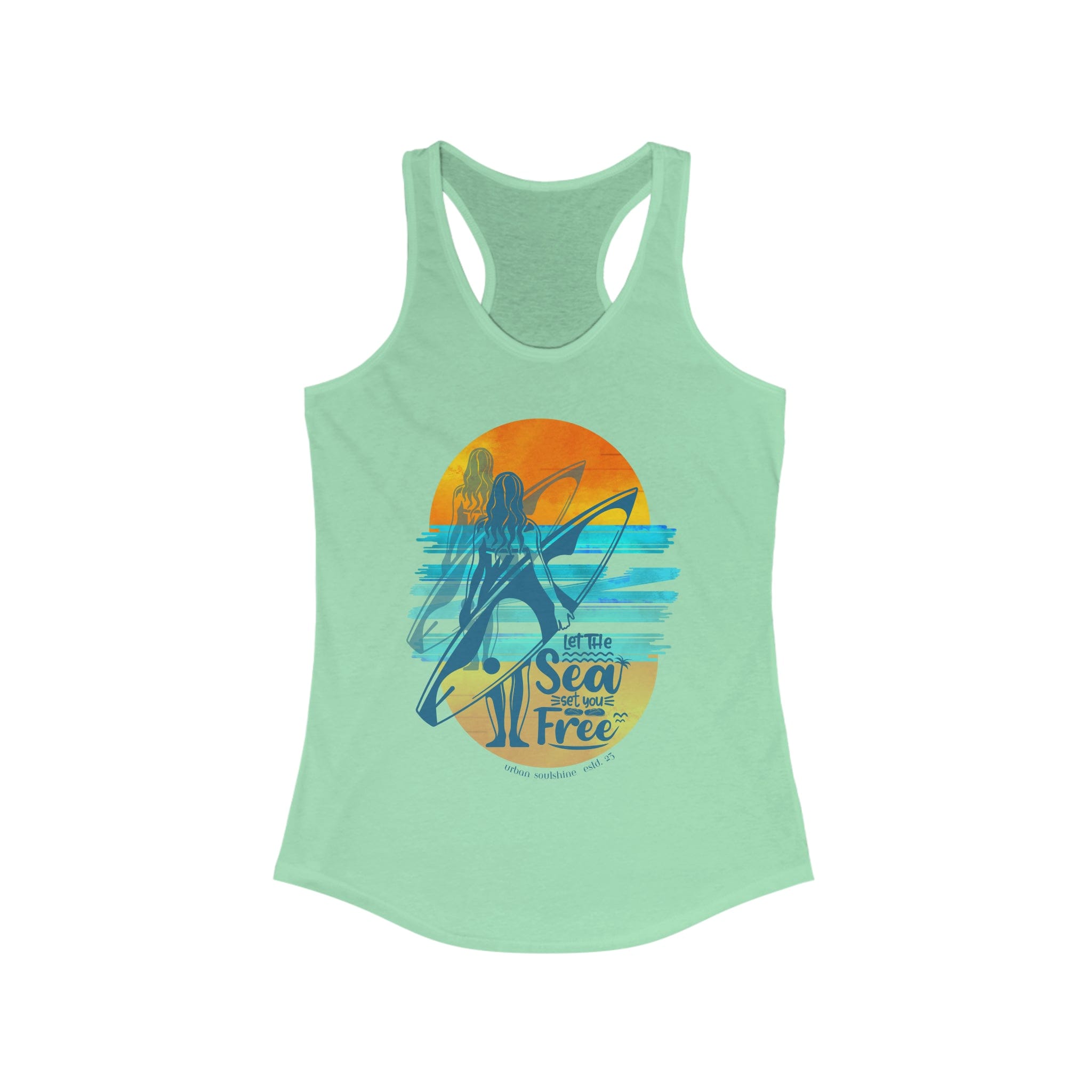  Solid Mint Let the Sea Set You Free Surfer Tank