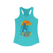 Urban SoulShine & co Women's Racerback Tank Top XS / Solid Tahiti Blue Let the Sea Set You Free Surfer Tank